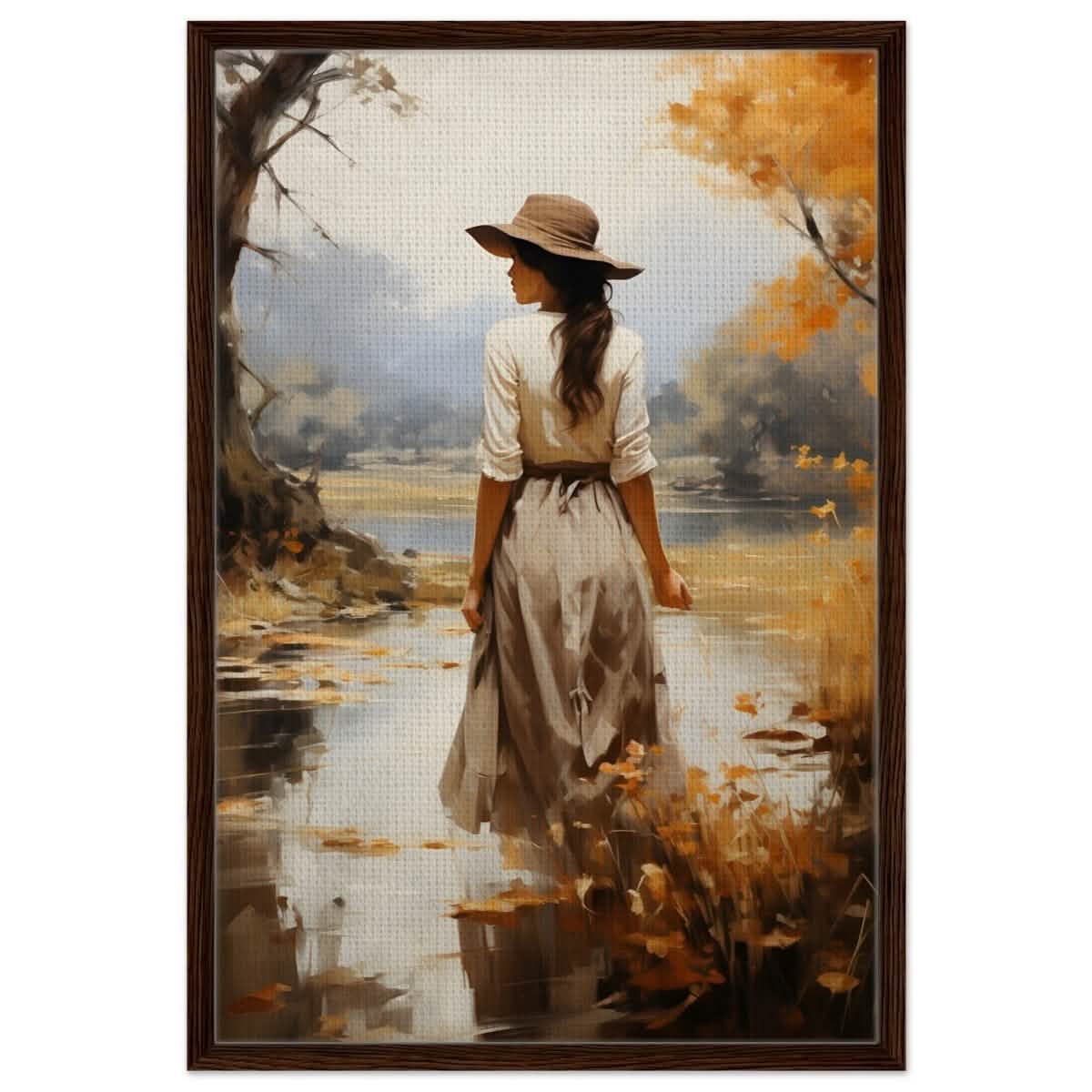 Autumn’s Serenity | Nature Portrait Art Print - Framed Canvas - 60x90 cm / 24x36″ - Dark wood frame
