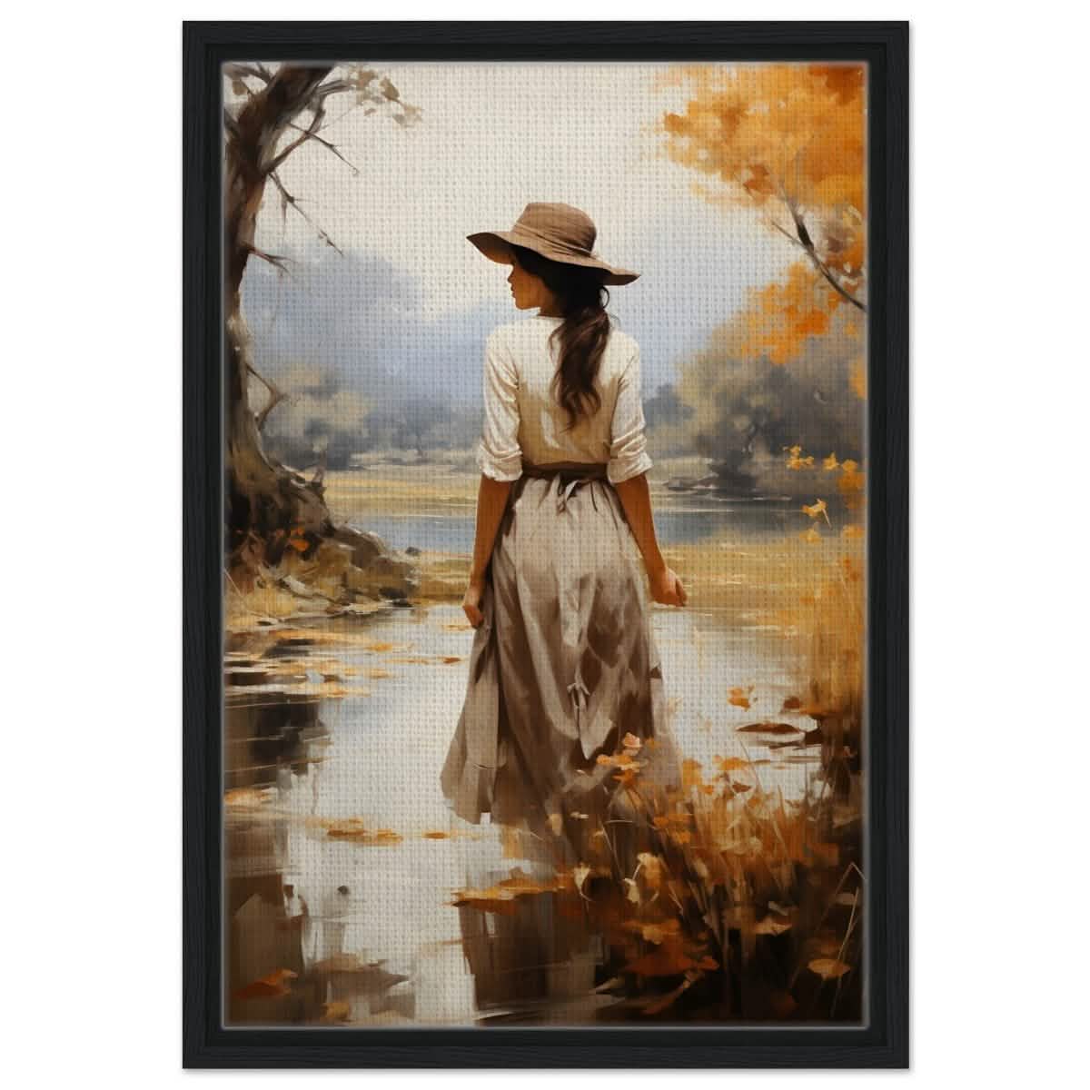 Autumn’s Serenity | Nature Portrait Art Print - Framed Canvas - 40x60 cm / 16x24″ - Black frame