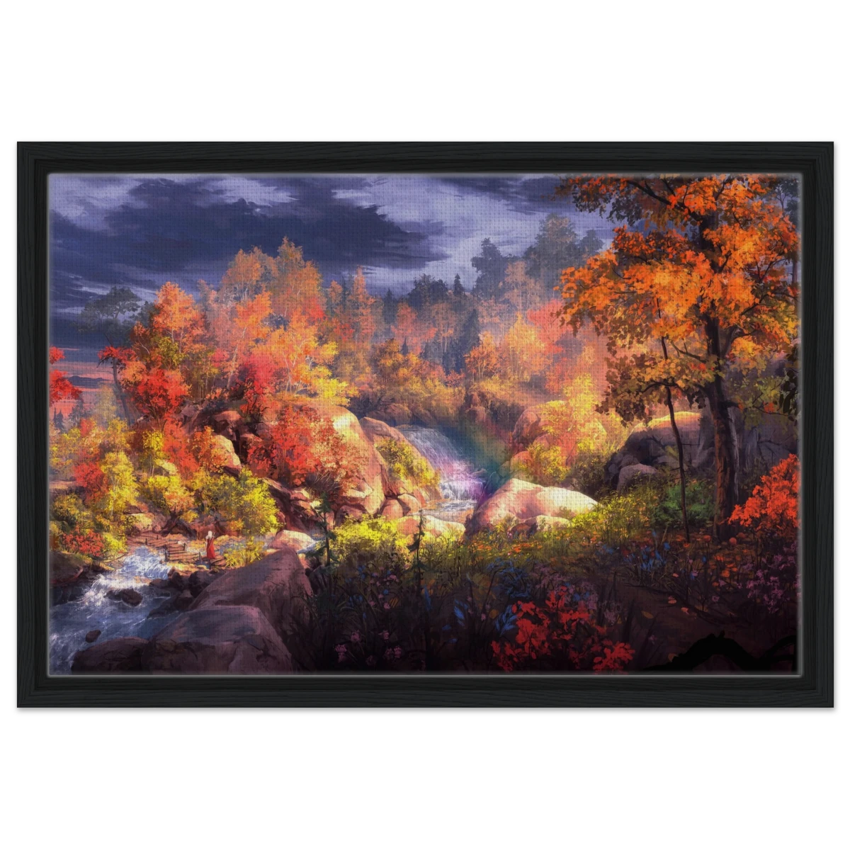 Autumn's Whisper | Tranquil Nature Escape | Nature Wall art Print - 40x60 cm / 16x24″ - Framed Canvas - Black frame