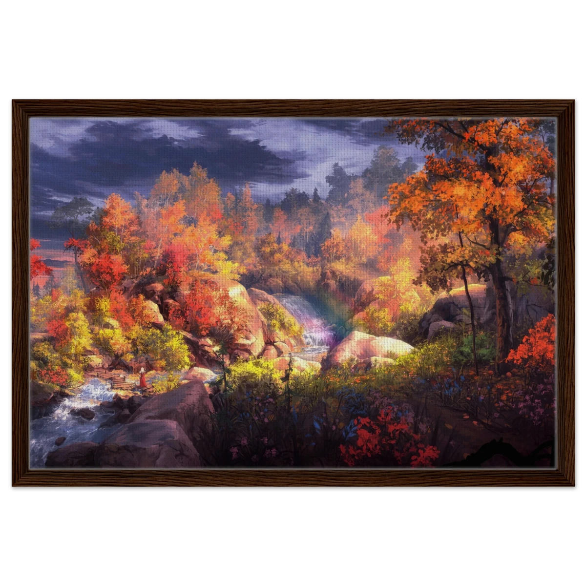 Autumn's Whisper | Tranquil Nature Escape | Nature Wall art Print - 50x75 cm / 20x30″ - Framed Canvas - Dark wood frame