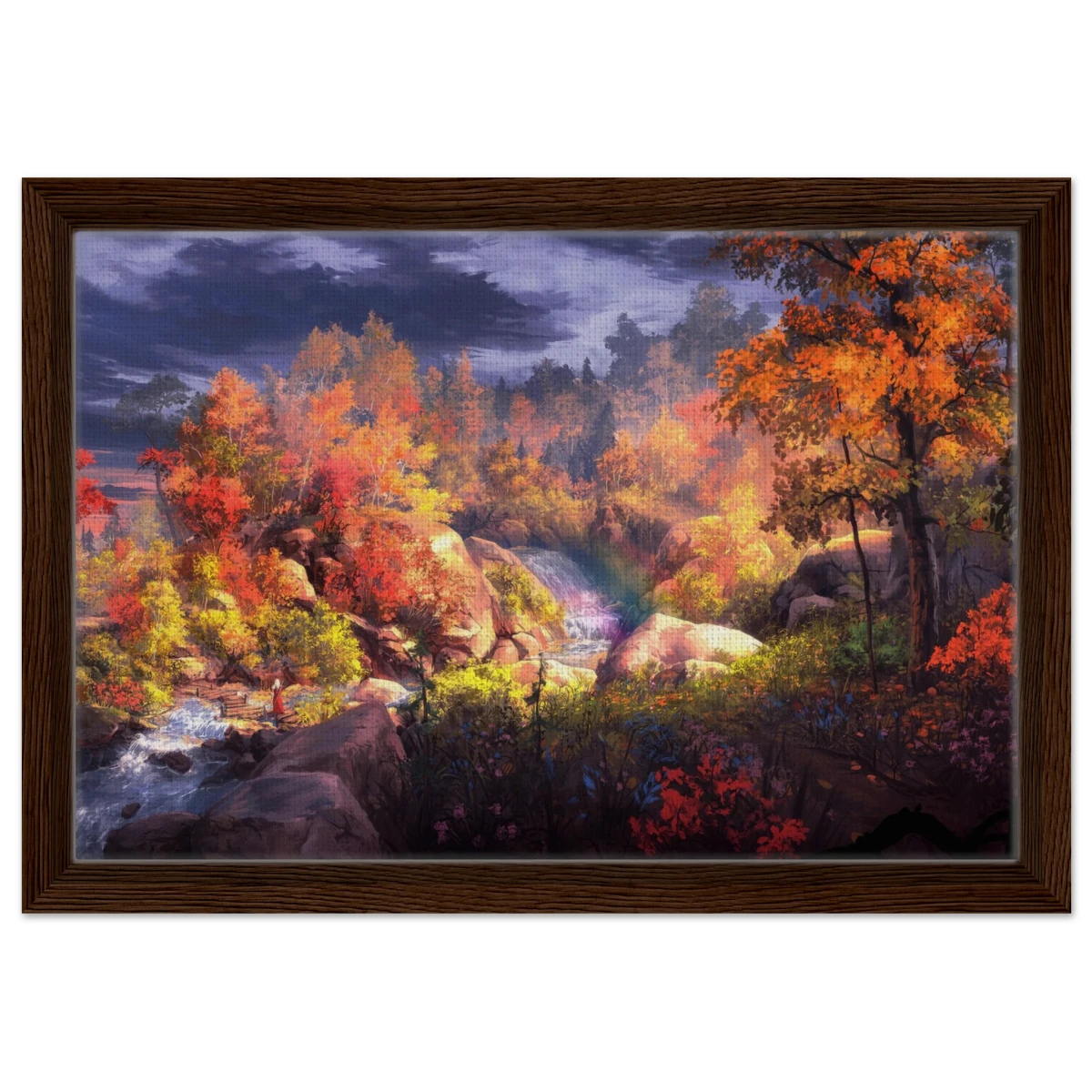 Autumn's Whisper | Tranquil Nature Escape | Nature Wall art Print - 30x45 cm / 12x18″ - Framed Canvas - Dark wood frame