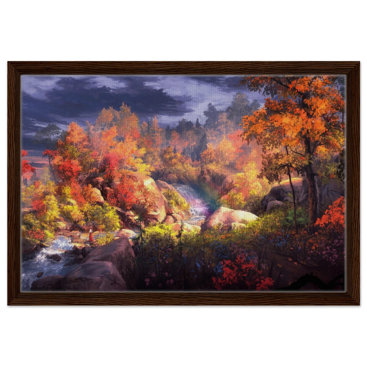 Autumn's Whisper | Tranquil Nature Escape | Nature Wall art Print - 40x60 cm / 16x24″ - Framed Canvas - Dark wood frame