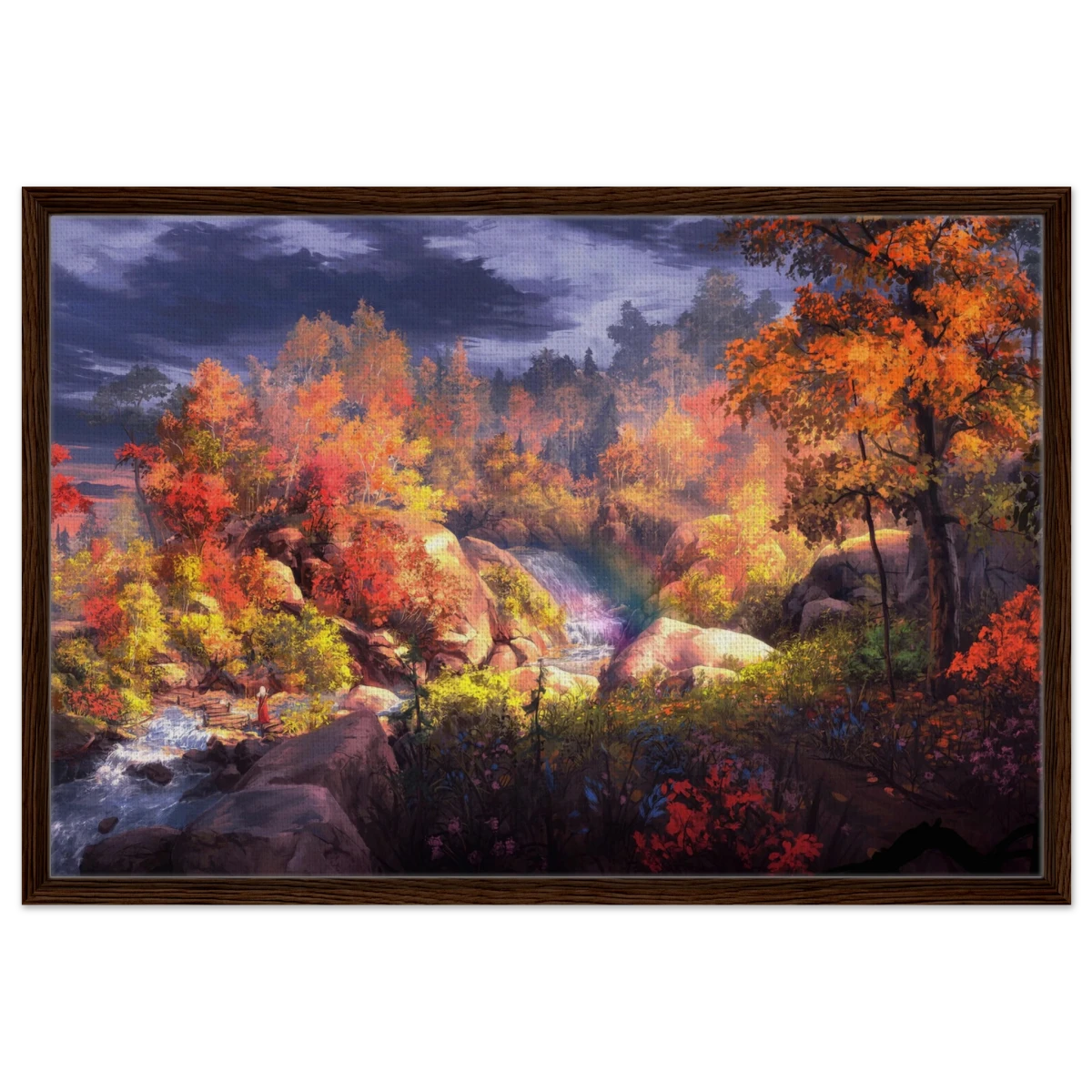 Autumn's Whisper | Tranquil Nature Escape | Nature Wall art Print - 60x90 cm / 24x36″ - Framed Canvas - Dark wood frame