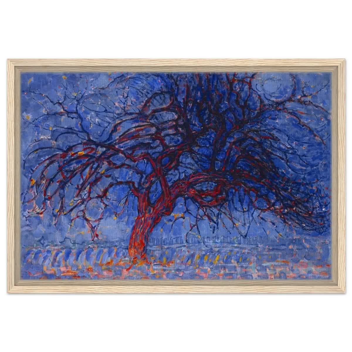 Avond (Evening): The Red Tree 1908 by Piet Mondrian | Vintage wall art print - Framed Canvas - 40x60 cm / 16x24″ - Wood frame