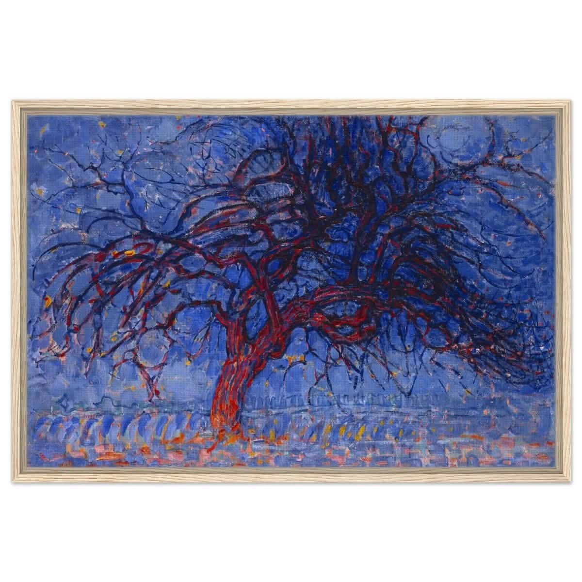 Avond (Evening): The Red Tree 1908 by Piet Mondrian | Vintage wall art print - Framed Canvas - 60x90 cm / 24x36″ - Wood frame