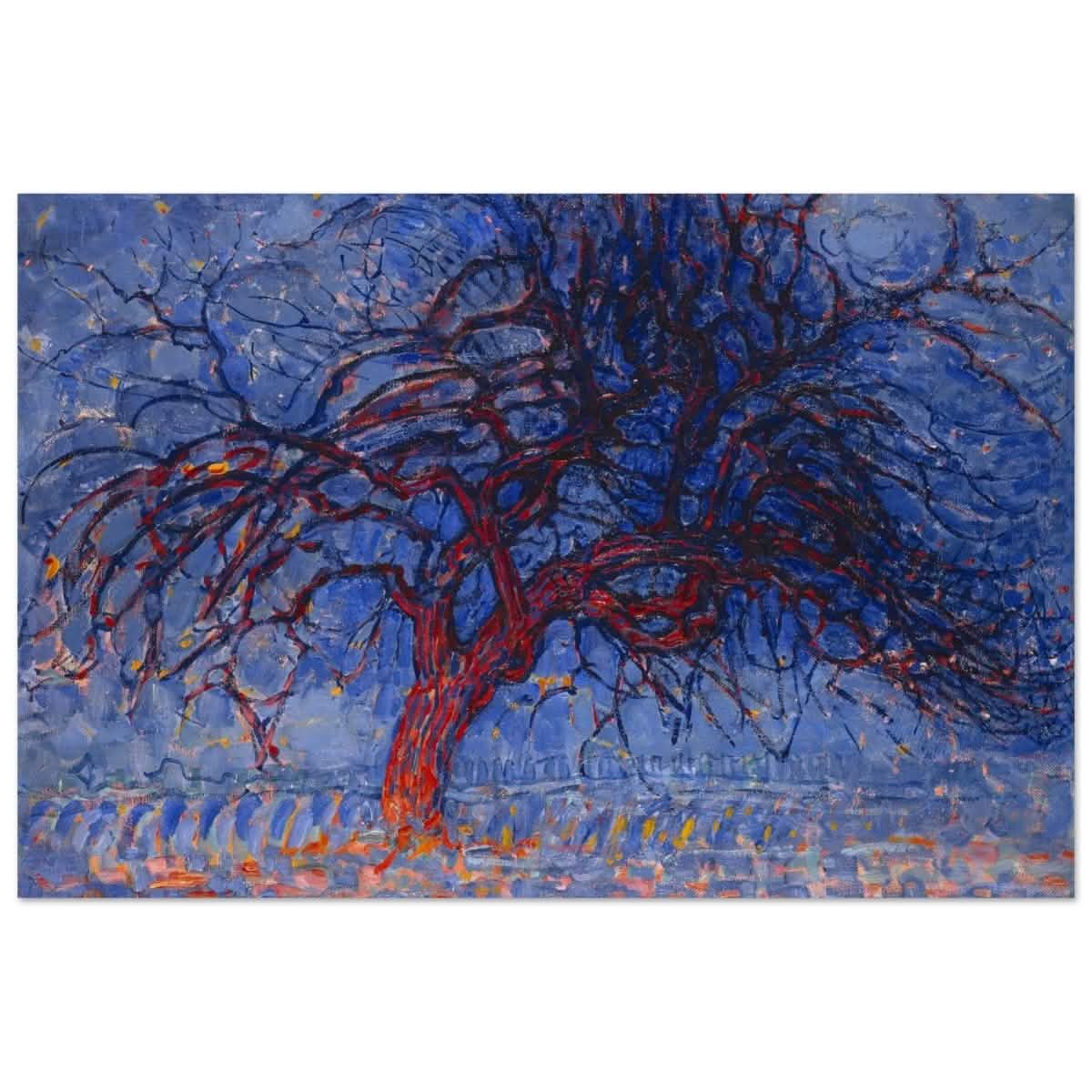 Avond (Evening): The Red Tree 1908 by Piet Mondrian | Vintage wall art print - Wood Prints - 30x45 cm / 12x18″ -