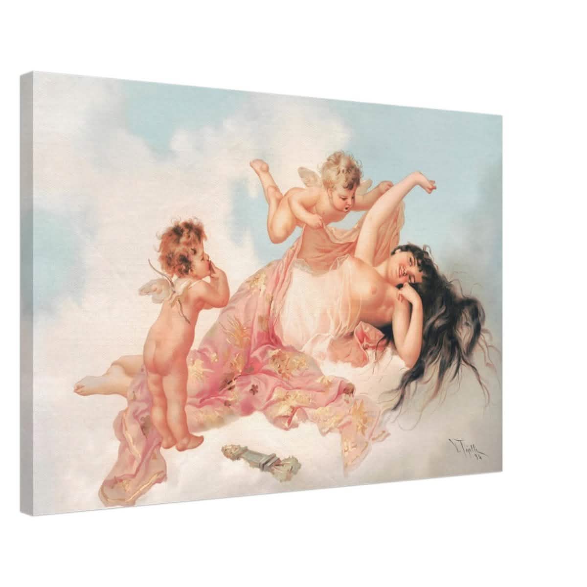 Awakening of love 1894 by Virgilio Tojetti | Vintage wall art print - Canvas - 50x75 cm / 20x30″ -