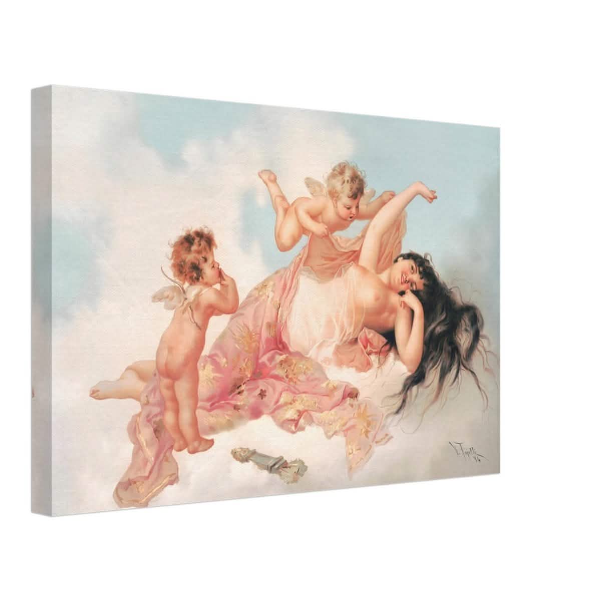 Awakening of love 1894 by Virgilio Tojetti | Vintage wall art print - Canvas - 30x45 cm / 12x18″ -