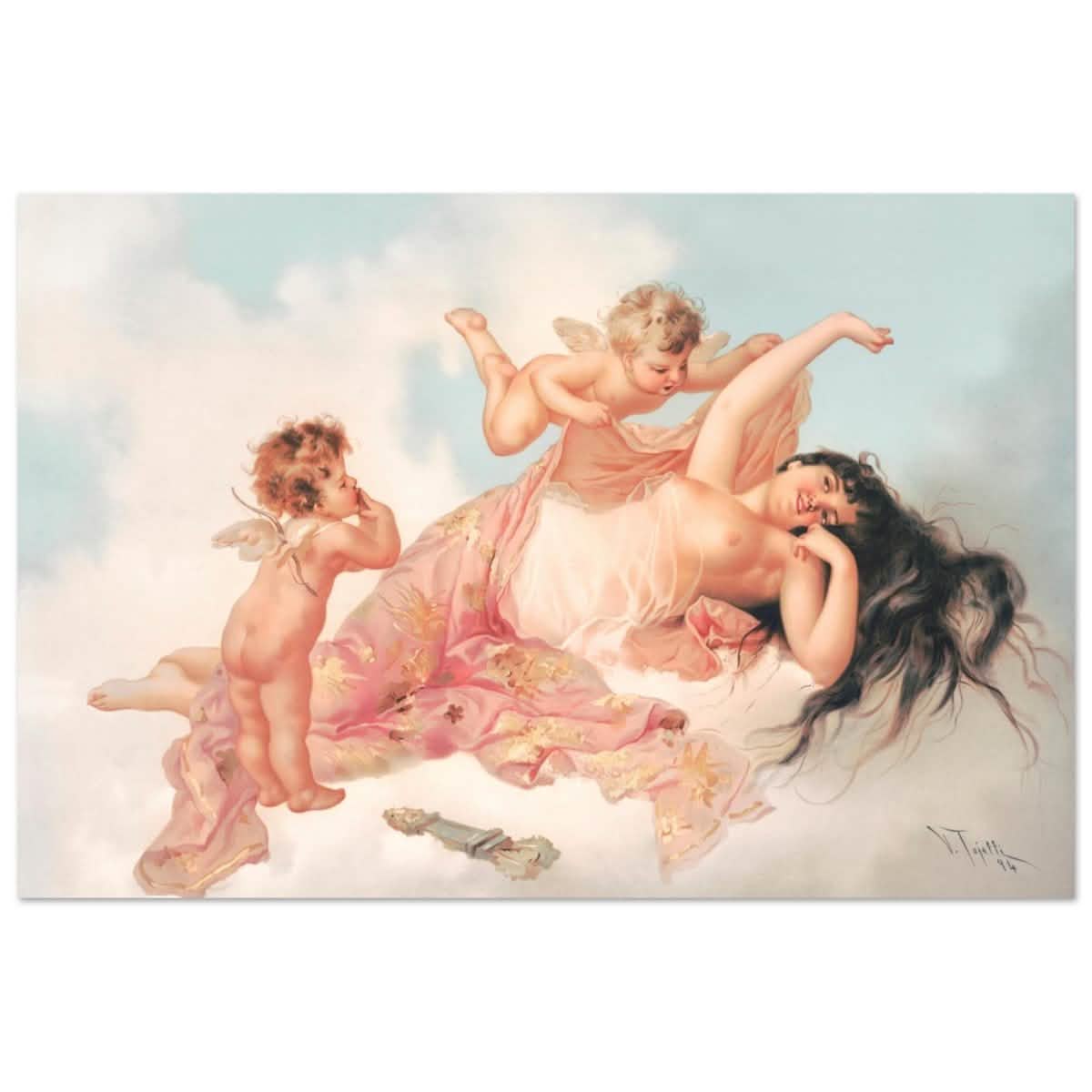 Awakening of love 1894 by Virgilio Tojetti | Vintage wall art print - Aluminum Print - 60x90 cm / 24x36″ -