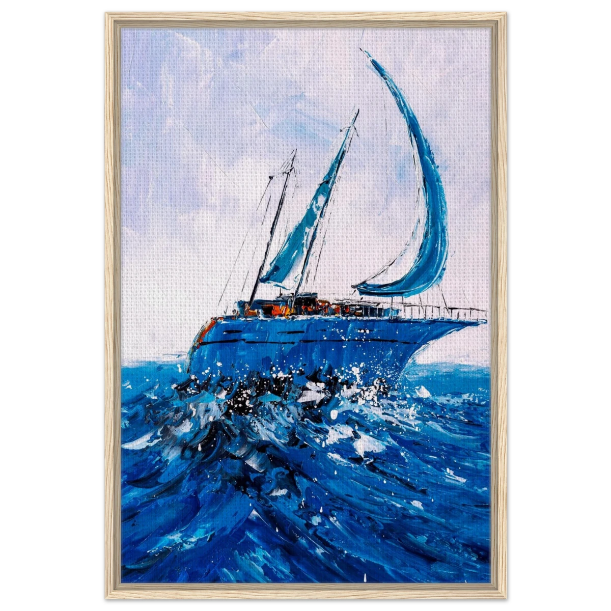 "Azure Ascent" – Sailing the Rhythm of the Sea | Wall art Print - Framed Canvas - 60x90 cm / 24x36″ - Wood frame