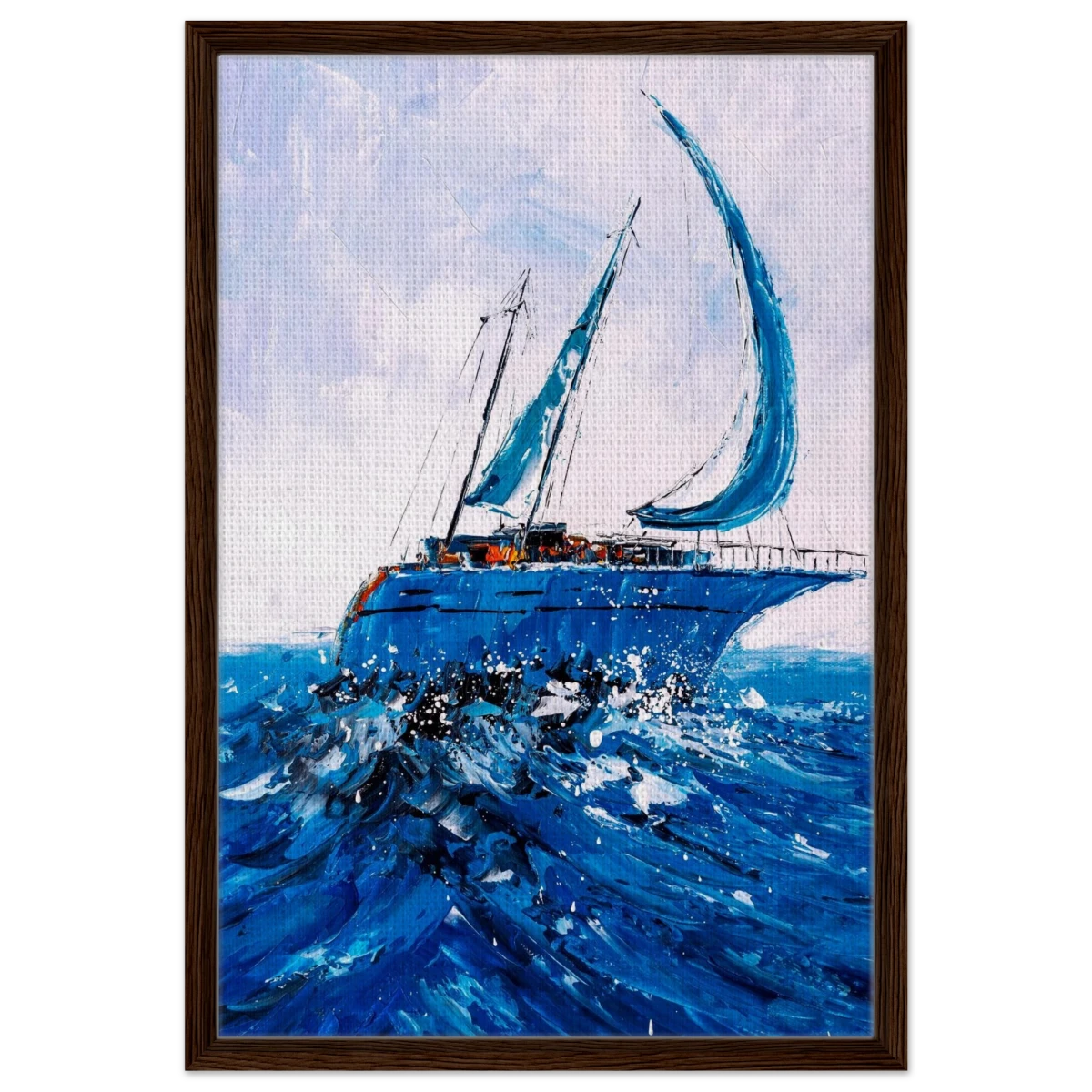 "Azure Ascent" – Sailing the Rhythm of the Sea | Wall art Print - Framed Canvas - 50x75 cm / 20x30″ - Dark wood frame
