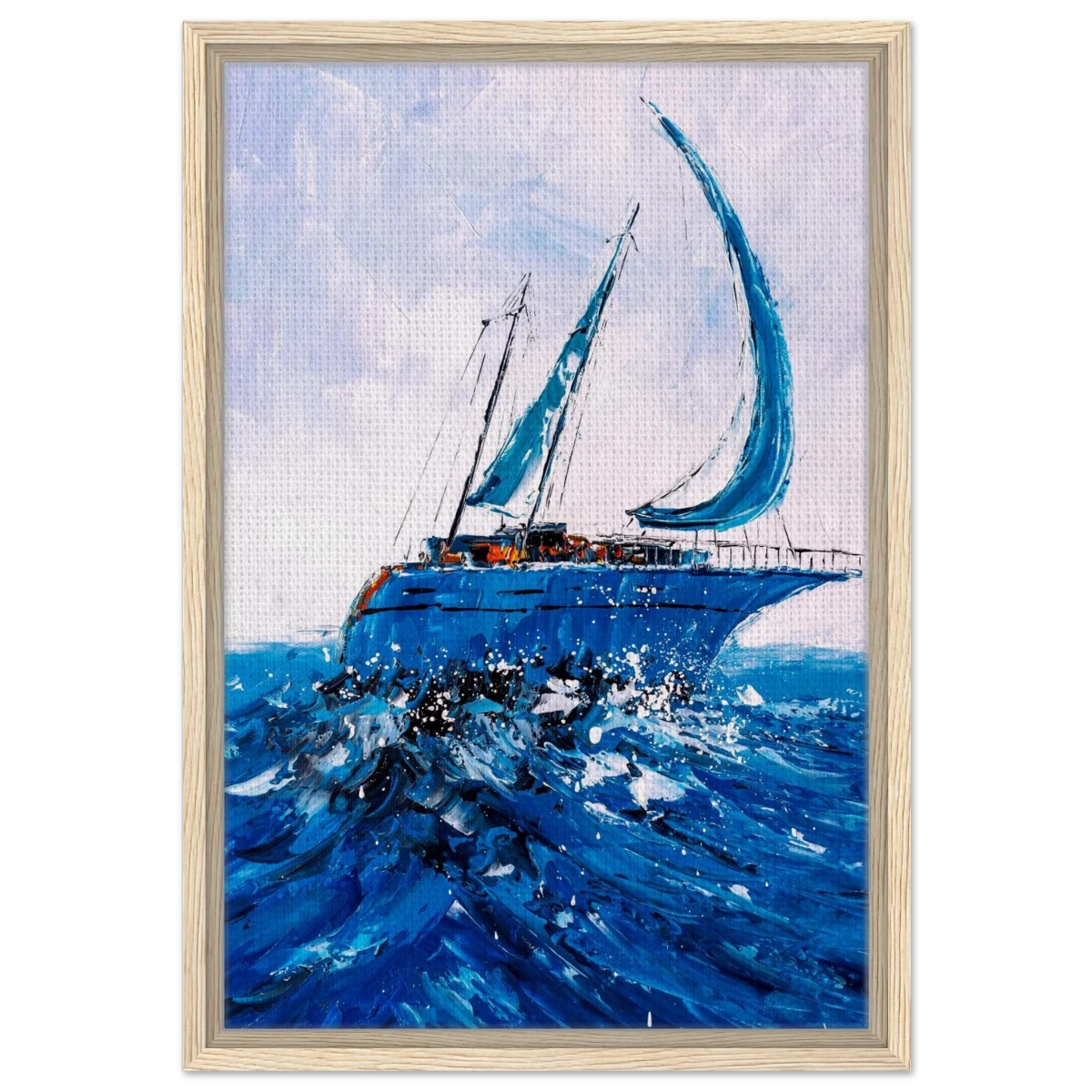 "Azure Ascent" – Sailing the Rhythm of the Sea | Wall art Print - Framed Canvas - 40x60 cm / 16x24″ - Wood frame