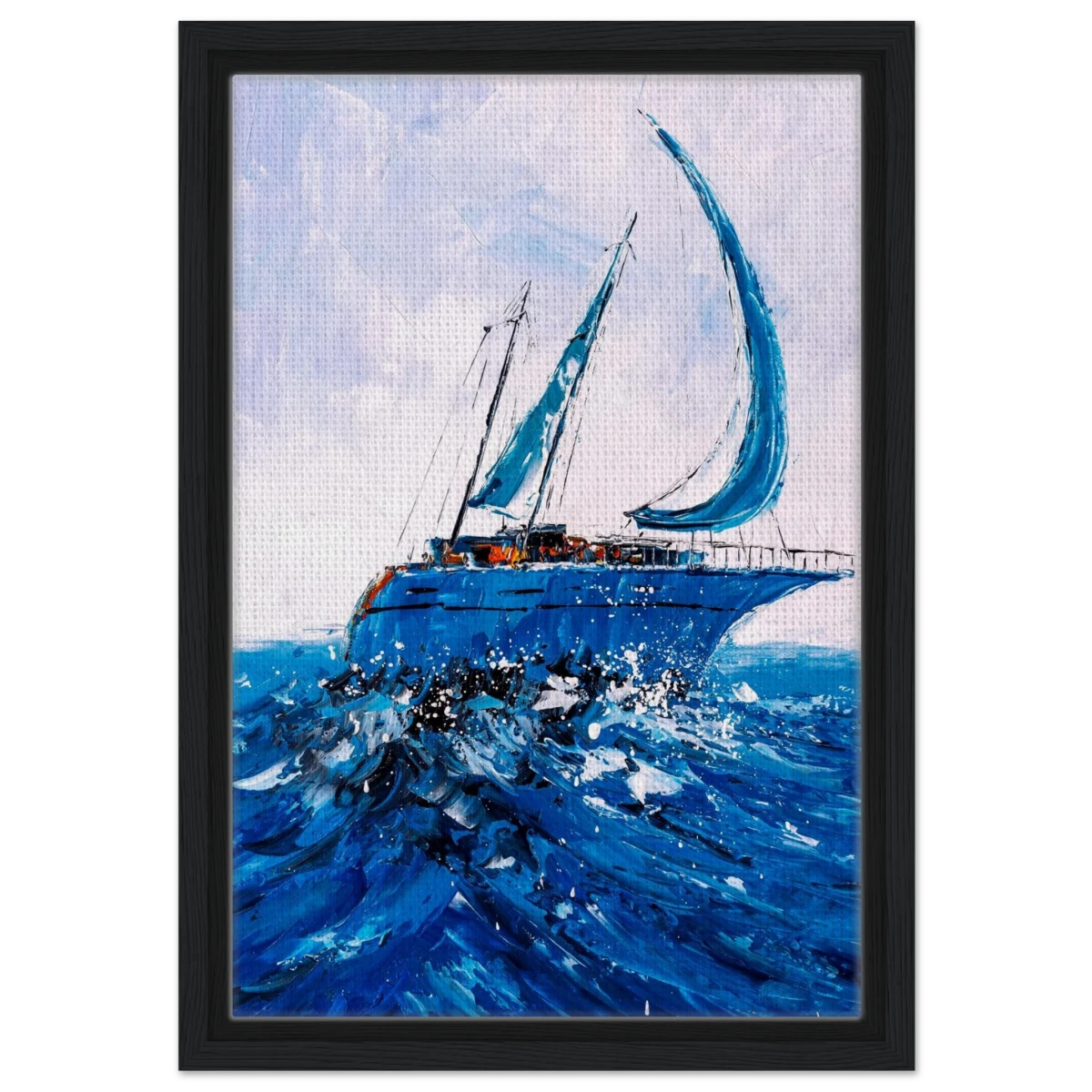 "Azure Ascent" – Sailing the Rhythm of the Sea | Wall art Print - Framed Canvas - 30x45 cm / 12x18″ - Black frame