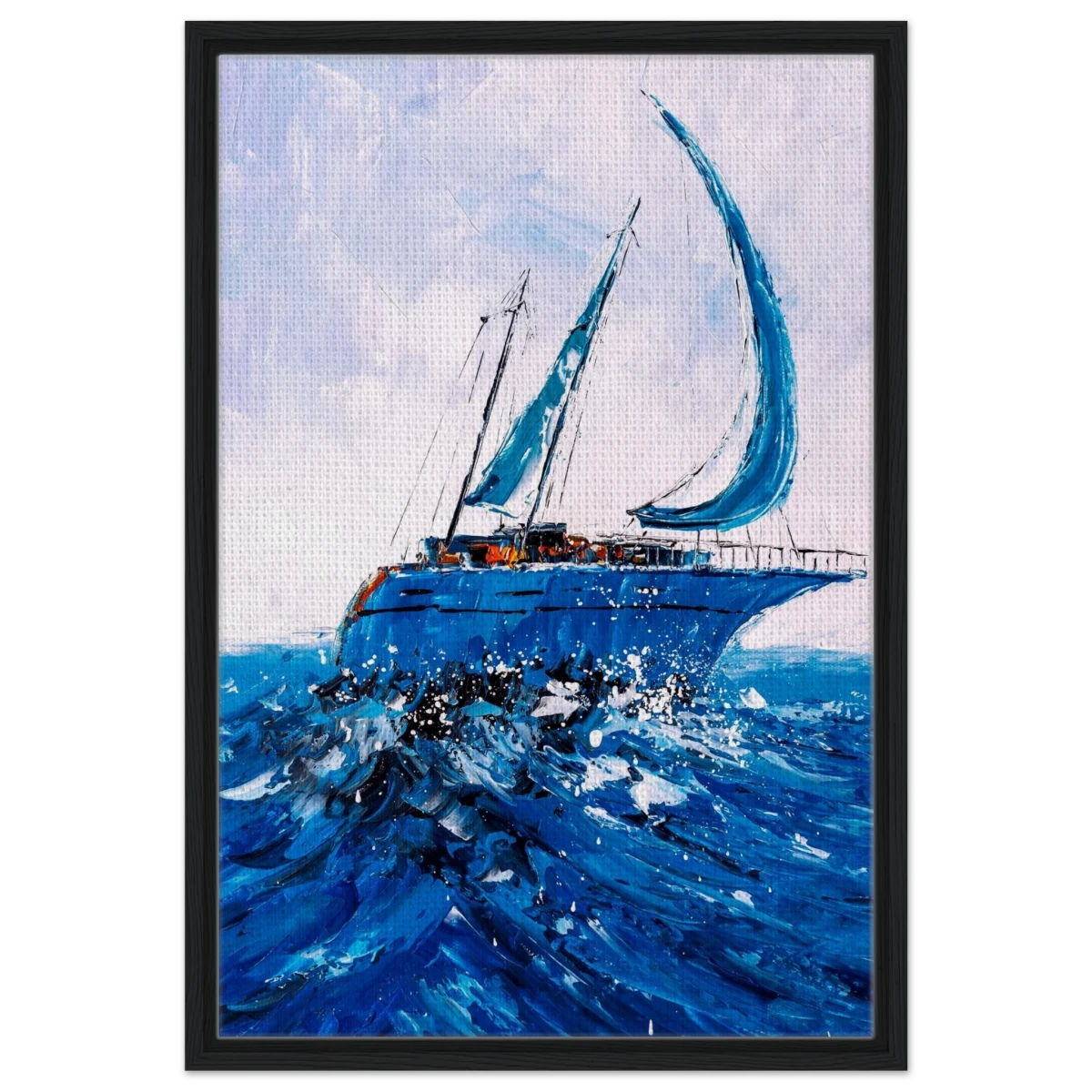 "Azure Ascent" – Sailing the Rhythm of the Sea | Wall art Print - Framed Canvas - 50x75 cm / 20x30″ - Black frame