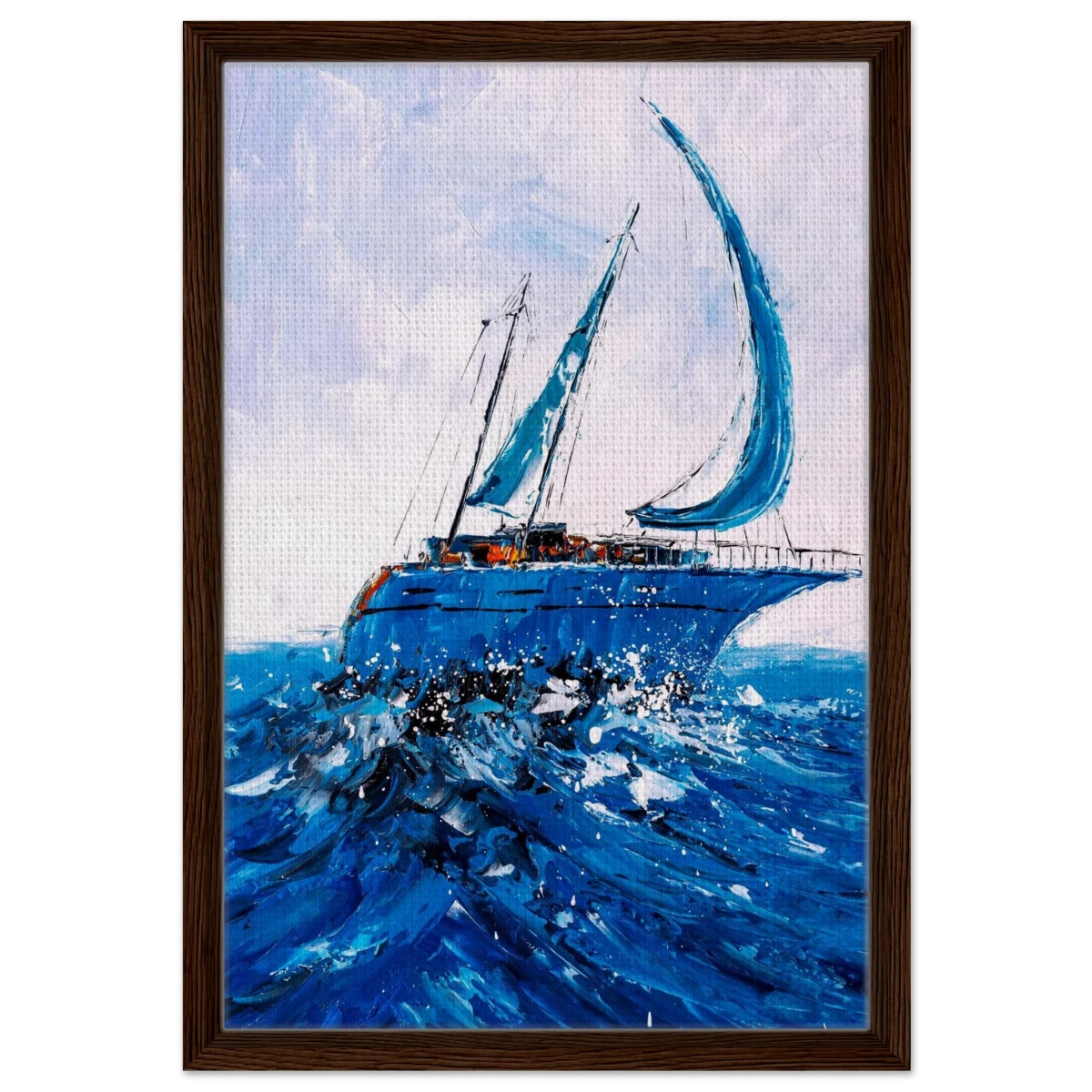 "Azure Ascent" – Sailing the Rhythm of the Sea | Wall art Print - Framed Canvas - 40x60 cm / 16x24″ - Dark wood frame