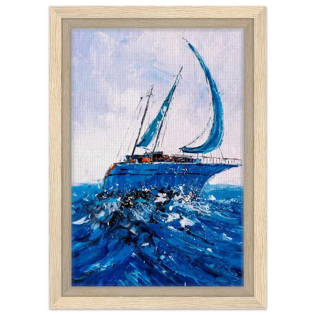 "Azure Ascent" – Sailing the Rhythm of the Sea | Wall art Print - Framed Canvas - 20x30 cm / 8x12″ - Wood frame