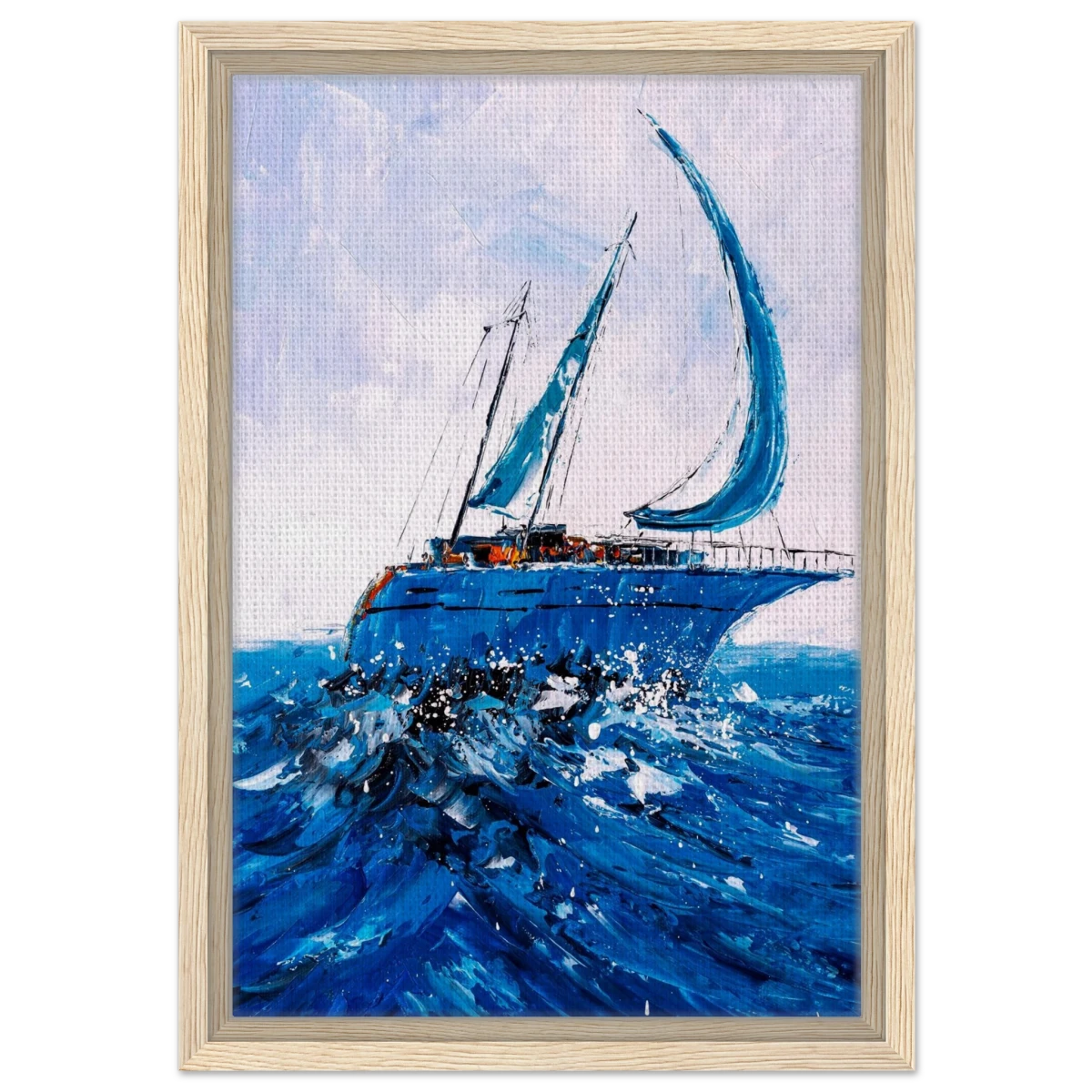 "Azure Ascent" – Sailing the Rhythm of the Sea | Wall art Print - Framed Canvas - 30x45 cm / 12x18″ - Wood frame