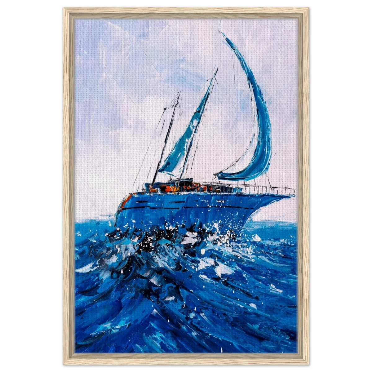 "Azure Ascent" – Sailing the Rhythm of the Sea | Wall art Print - Framed Canvas - 50x75 cm / 20x30″ - Wood frame