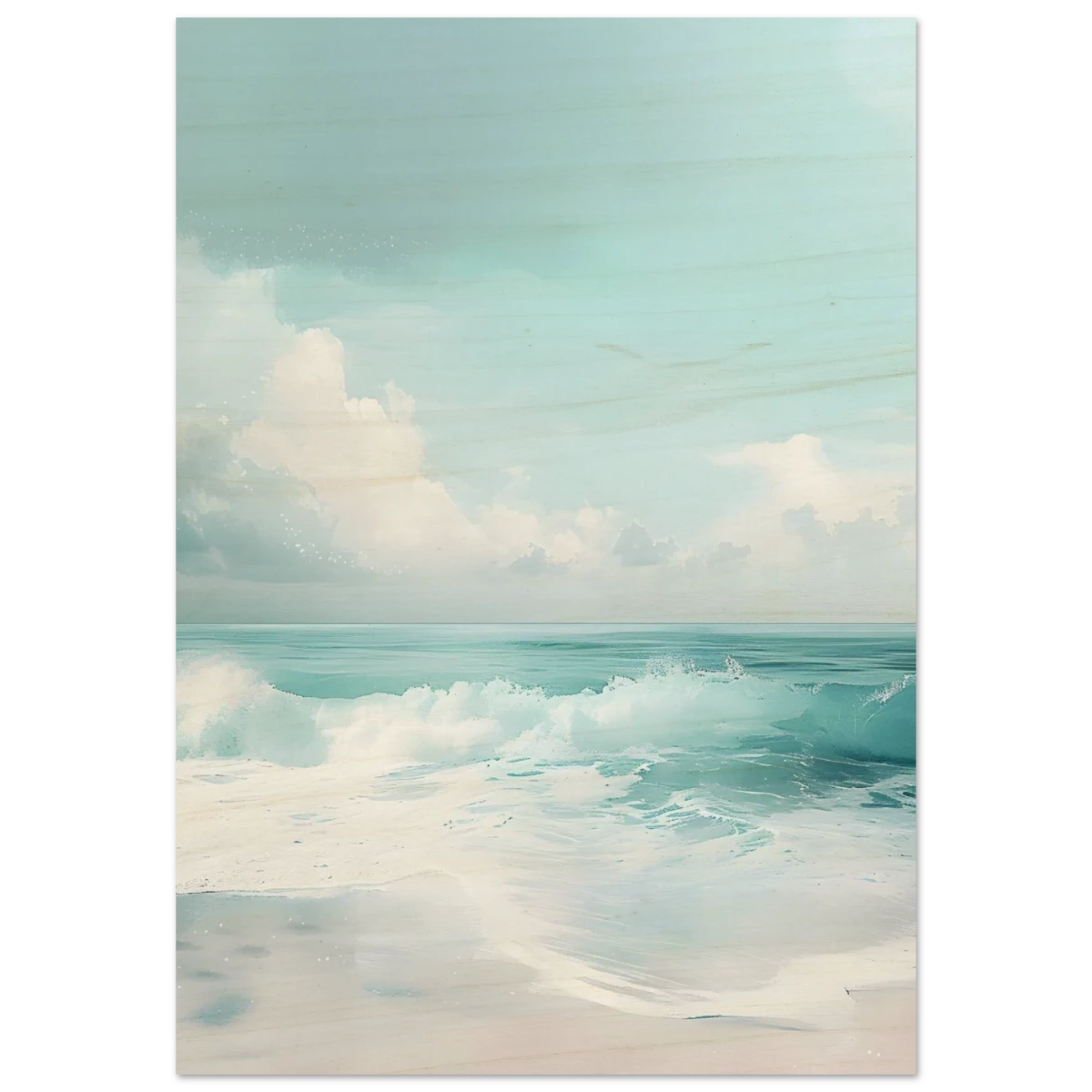 Azure Calm – Tranquil Ocean Horizon | Wall art print - Wood Prints - 70x100 cm / 28x40″ -