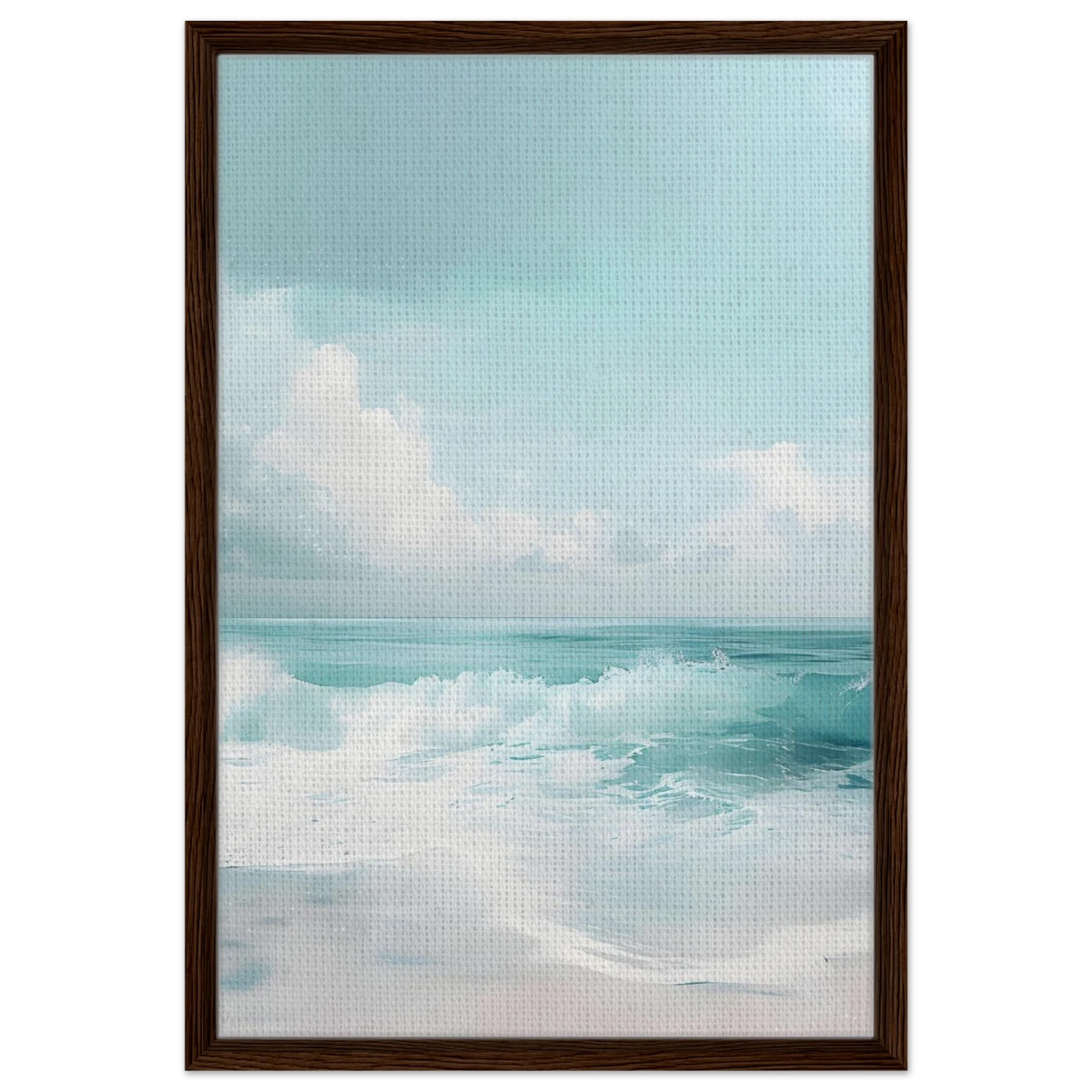 Azure Calm – Tranquil Ocean Horizon | Wall art print - Framed Canvas - 50x75 cm / 20x30″ - Dark wood frame