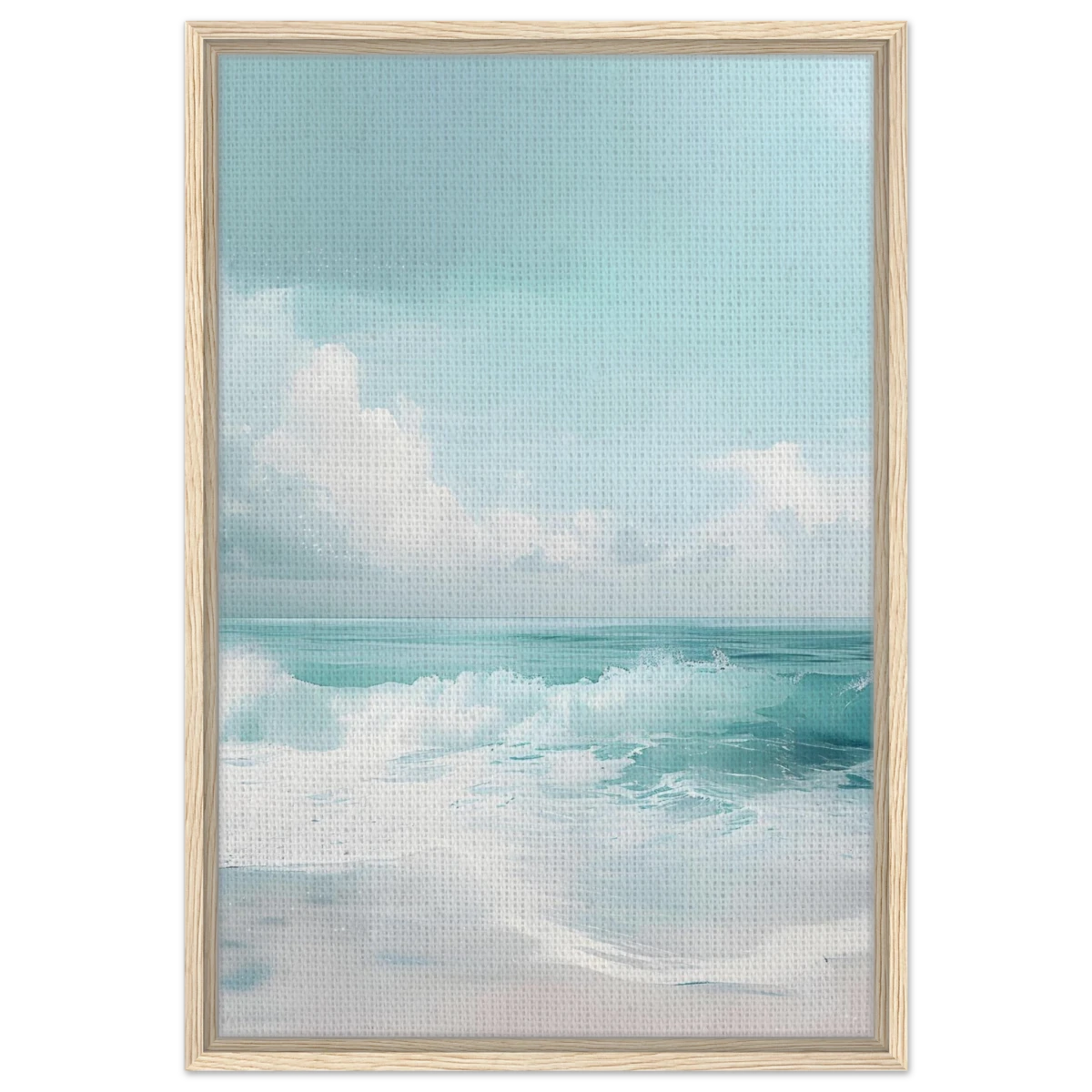 Azure Calm – Tranquil Ocean Horizon | Wall art print - Framed Canvas - 50x75 cm / 20x30″ - Wood frame