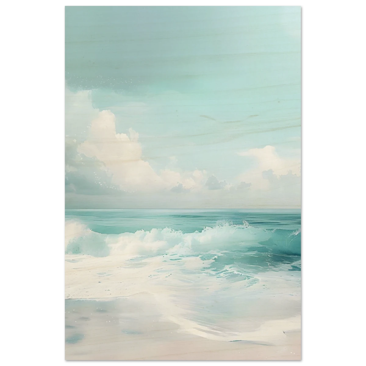 Azure Calm – Tranquil Ocean Horizon | Wall art print - Wood Prints - 60x90 cm / 24x36″ -