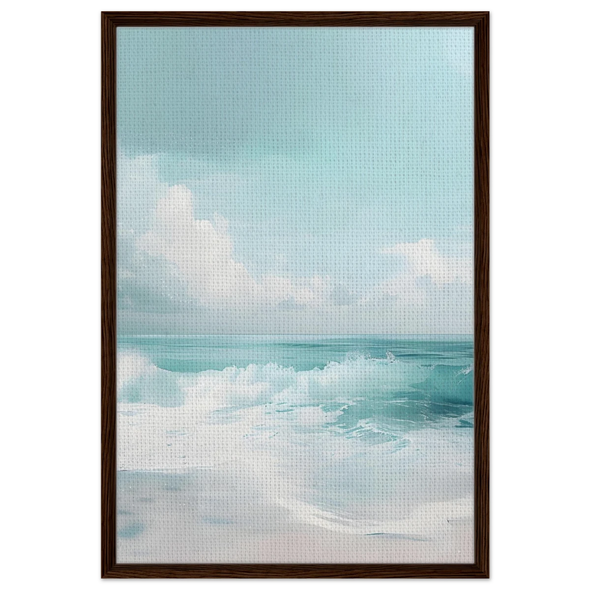 Azure Calm – Tranquil Ocean Horizon | Wall art print - Framed Canvas - 60x90 cm / 24x36″ - Dark wood frame
