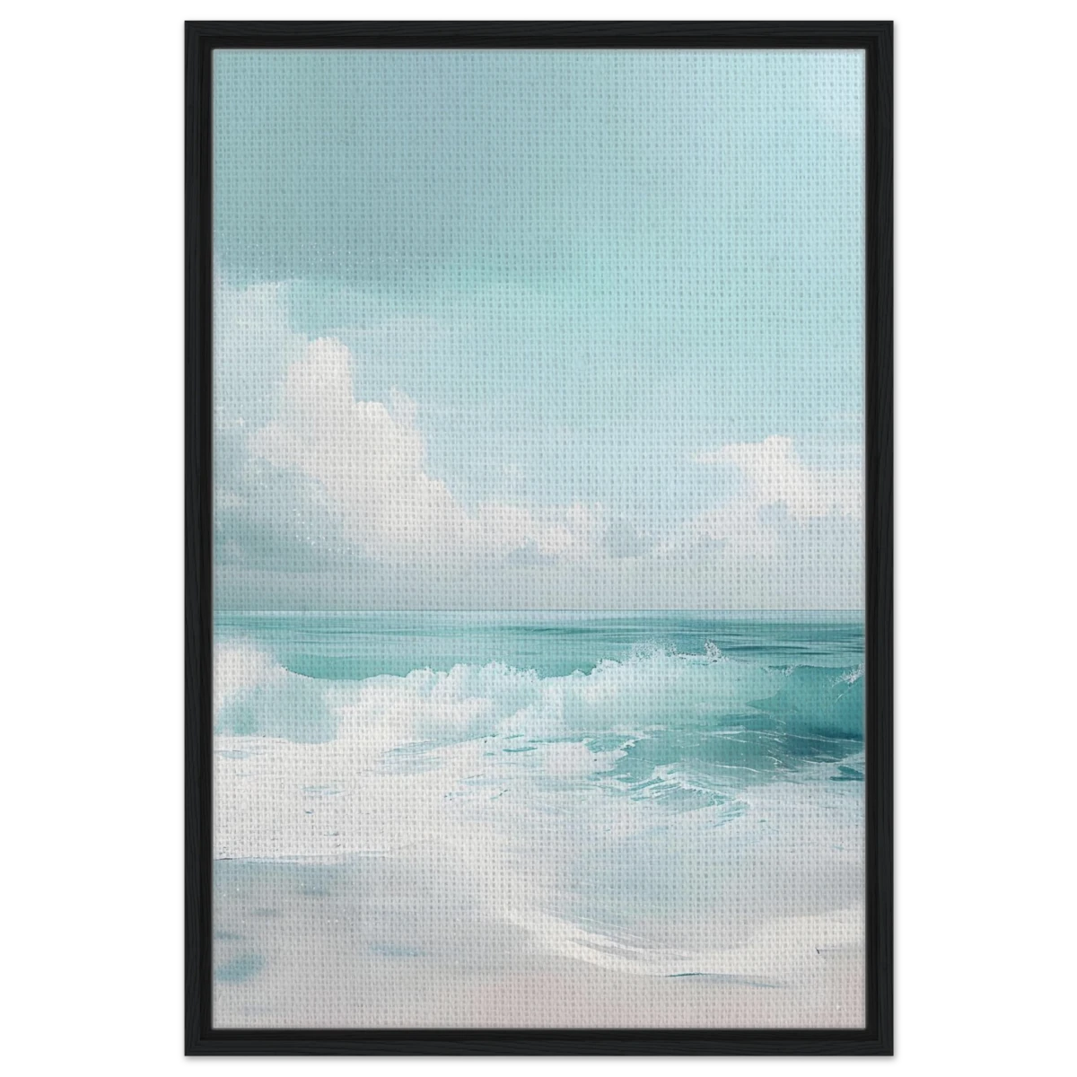 Azure Calm – Tranquil Ocean Horizon | Wall art print - Framed Canvas - 60x90 cm / 24x36″ - Black frame