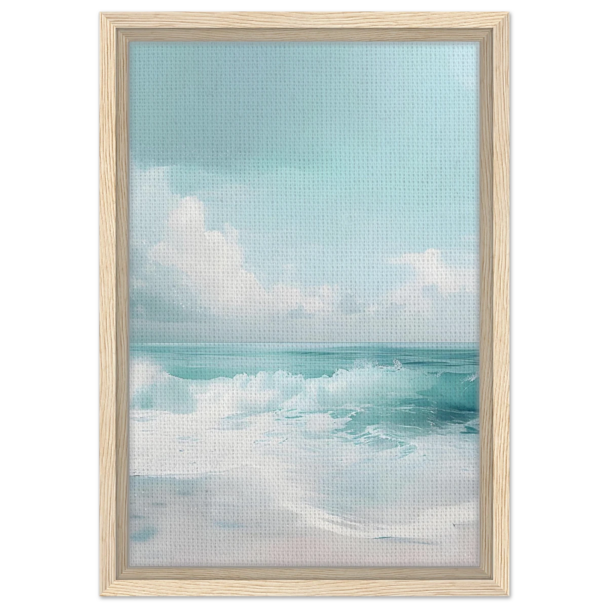 Azure Calm – Tranquil Ocean Horizon | Wall art print - Framed Canvas - 30x45 cm / 12x18″ - Wood frame