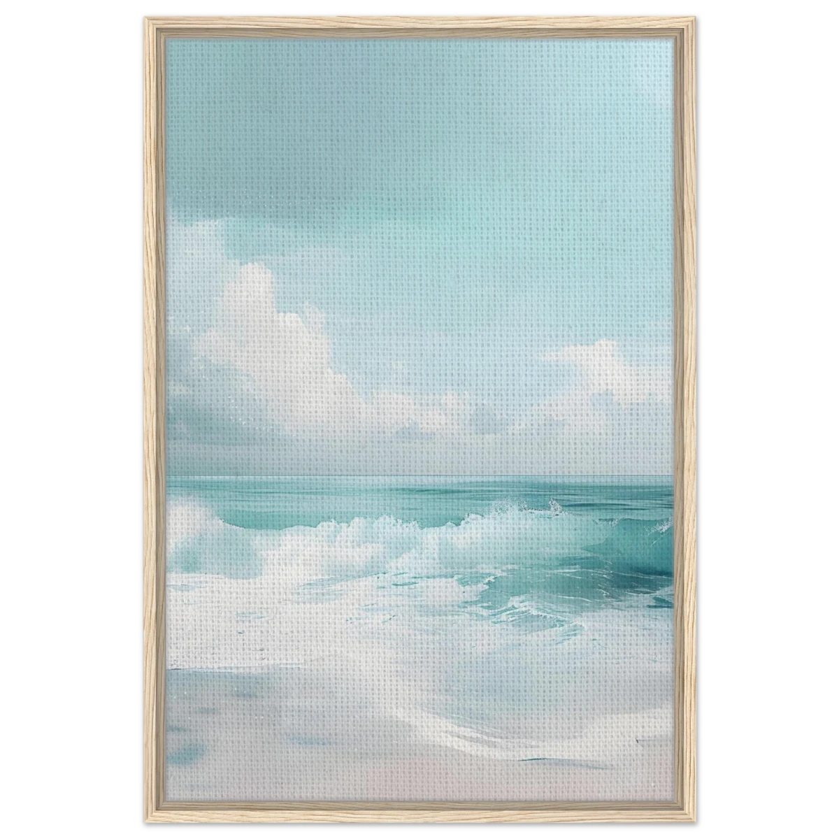 Azure Calm – Tranquil Ocean Horizon | Wall art print - Framed Canvas - 60x90 cm / 24x36″ - Wood frame