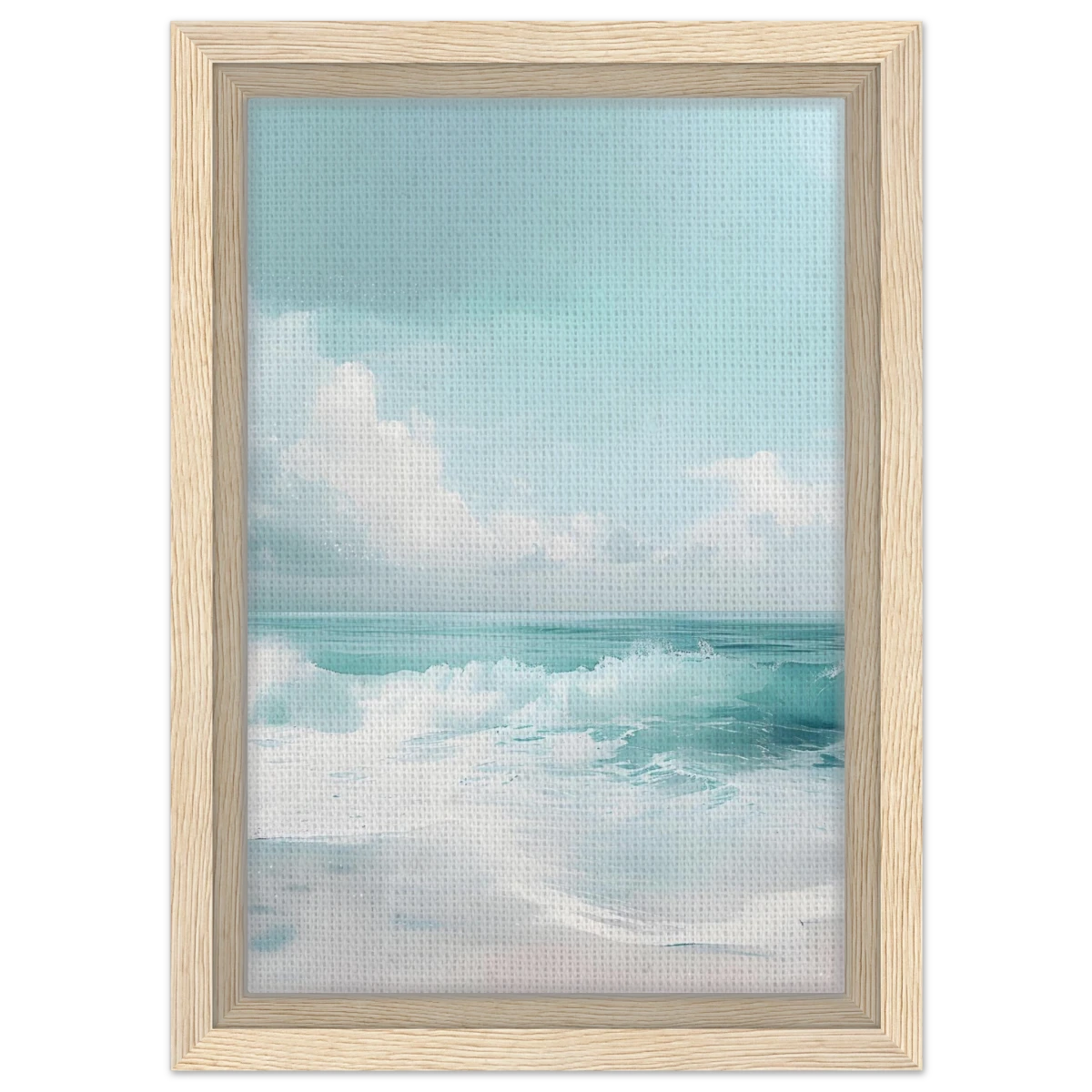 Azure Calm – Tranquil Ocean Horizon | Wall art print - Framed Canvas - 20x30 cm / 8x12″ - Wood frame