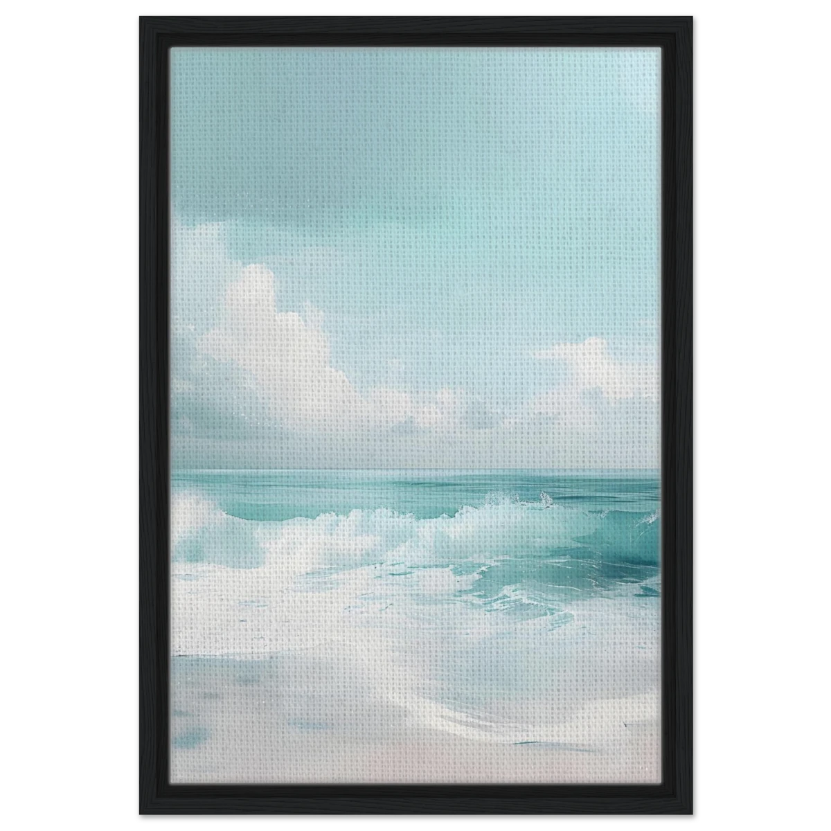 Azure Calm – Tranquil Ocean Horizon | Wall art print - Framed Canvas - 40x60 cm / 16x24″ - Black frame
