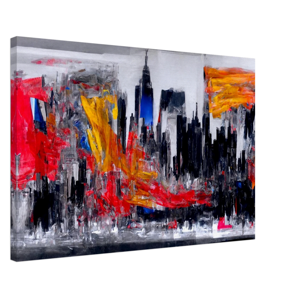 Urban Inferno – Abstract Cityscape Wall Art PrintFramed Canvas20x30 cm / 8x12″