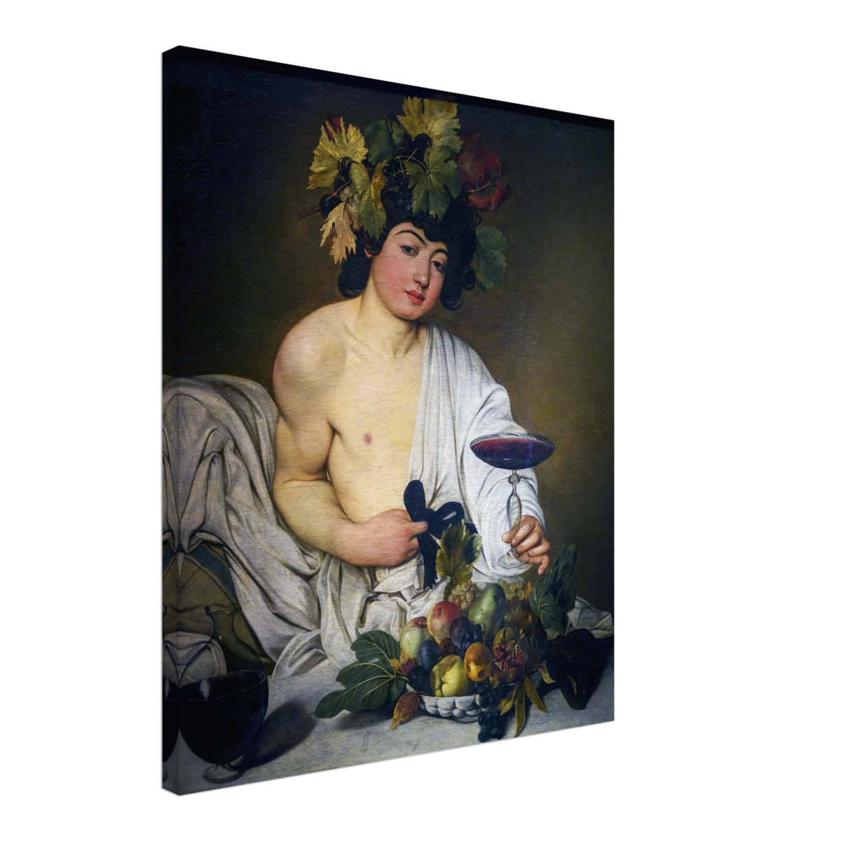 Bacchus (c. 1596) by Michelangelo Merisi da Caravaggio | Wall art Print | Vintage Collection - Canvas - 50x60 cm / 20x24″ -