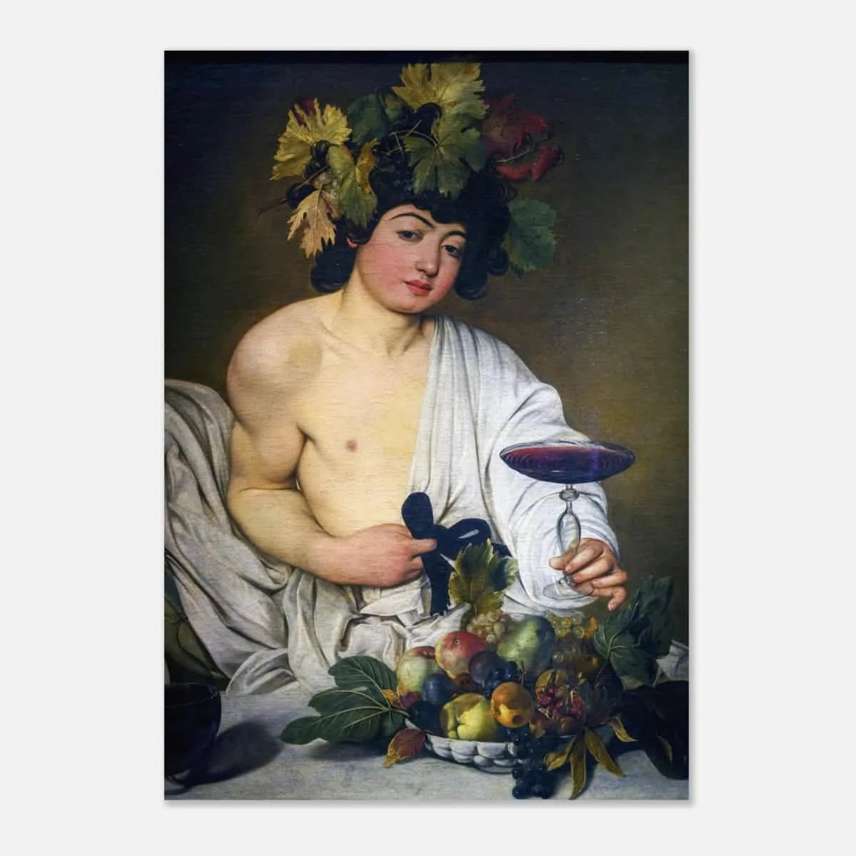 Bacchus (c. 1596) by Michelangelo Merisi da Caravaggio | Wall art Print | Vintage Collection - Aluminum Print - 70x100 cm / 28x40″ -