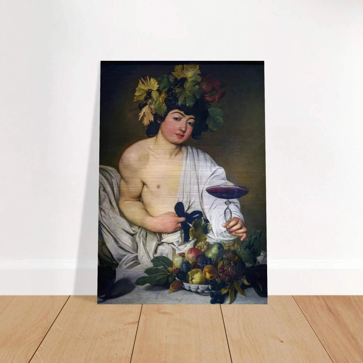Bacchus (c. 1596) by Michelangelo Merisi da Caravaggio | Wall art Print | Vintage Collection - Brushed Aluminum Print - 70x100 cm / 28x40″ -