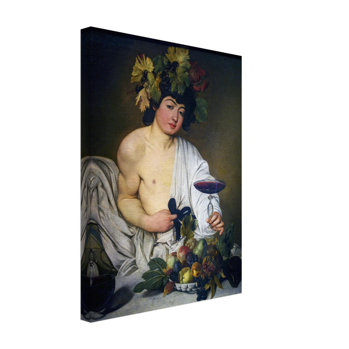 Bacchus (c. 1596) by Michelangelo Merisi da Caravaggio | Wall art Print | Vintage Collection - Canvas - 30x40 cm / 12x16″ -