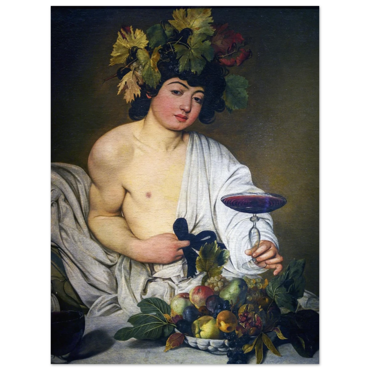 Bacchus (c. 1596) by Michelangelo Merisi da Caravaggio | Wall art Print | Vintage Collection - Fine Art Poster - 30x40 cm / 12x16″ -