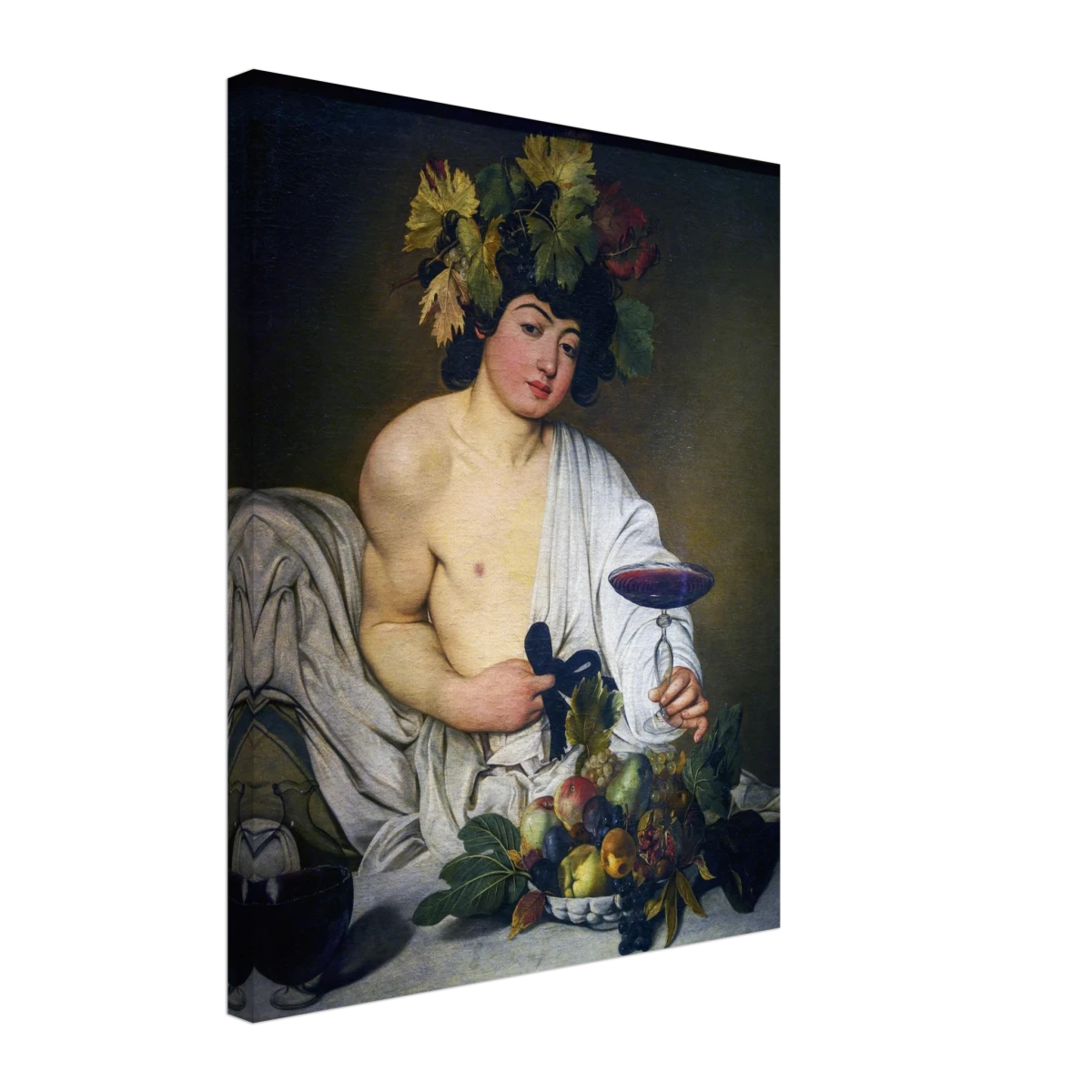 Bacchus (c. 1596) by Michelangelo Merisi da Caravaggio | Wall art Print | Vintage Collection - Canvas - 40x50 cm / 16x20″ -