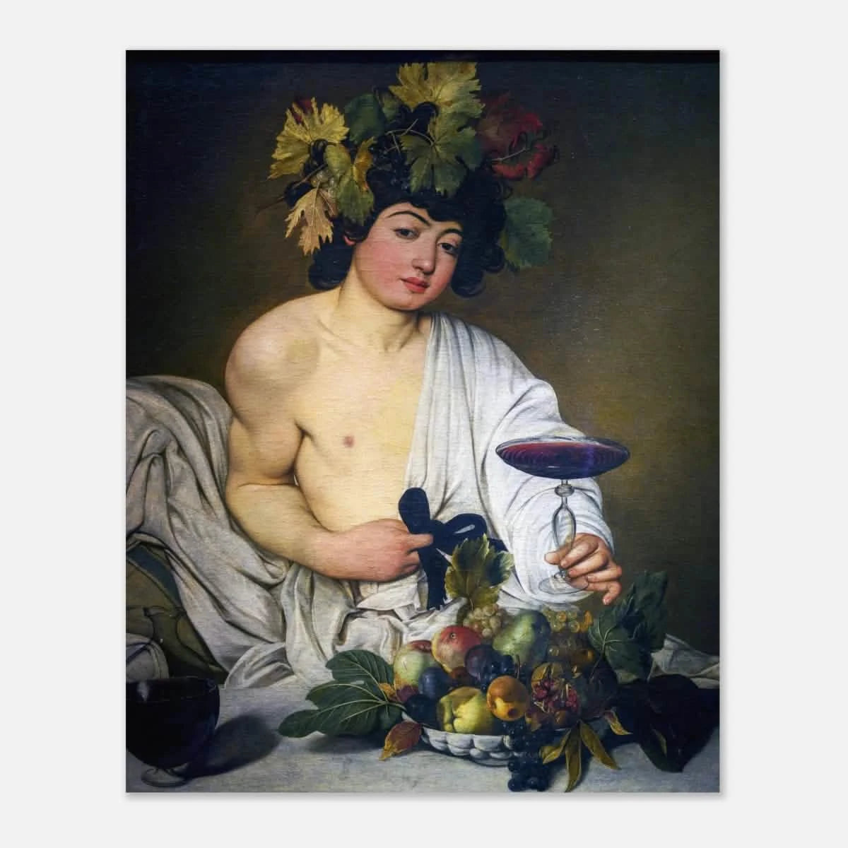 Bacchus (c. 1596) by Michelangelo Merisi da Caravaggio | Wall art Print | Vintage Collection - Aluminum Print - 40x50 cm / 16x20″ -