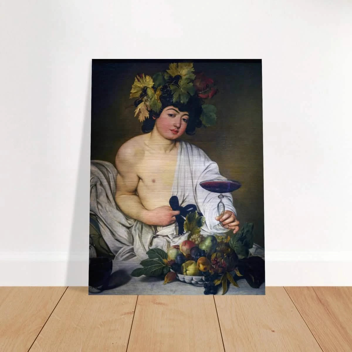 Bacchus (c. 1596) by Michelangelo Merisi da Caravaggio | Wall art Print | Vintage Collection - Brushed Aluminum Print - 30x40 cm / 12x16″ -