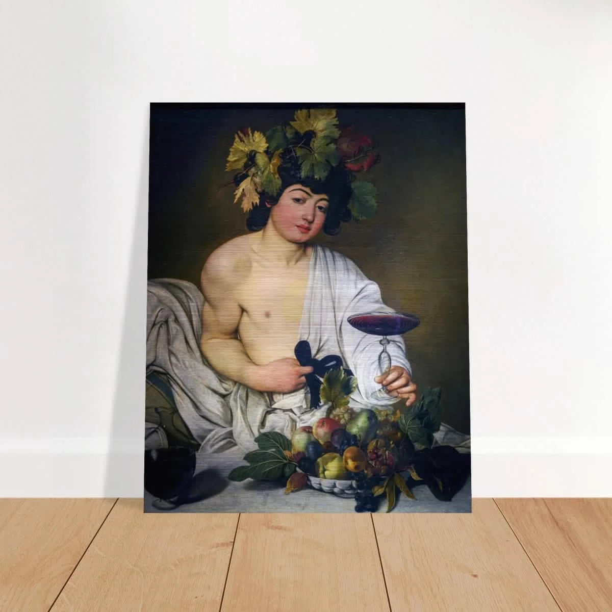 Bacchus (c. 1596) by Michelangelo Merisi da Caravaggio | Wall art Print | Vintage Collection - Brushed Aluminum Print - 40x50 cm / 16x20″ -