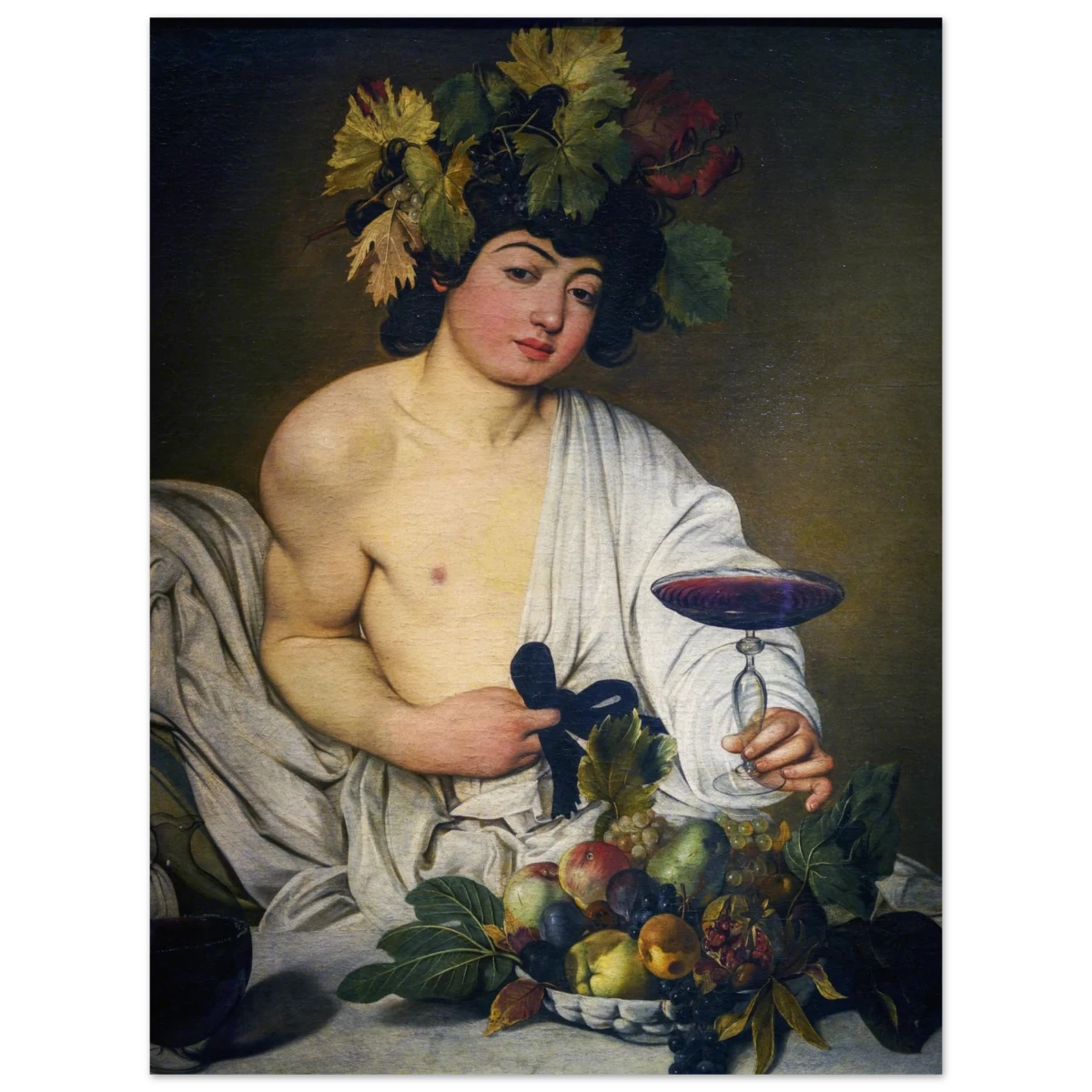 Bacchus (c. 1596) by Michelangelo Merisi da Caravaggio | Wall art Print | Vintage Collection - Wood Prints - 30x40 cm / 12x16″ -
