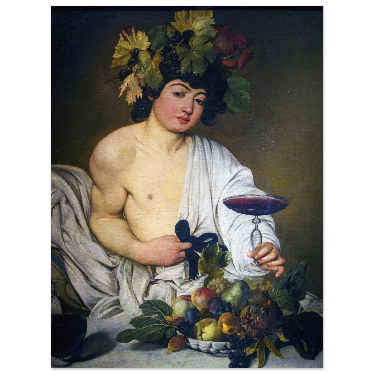Bacchus (c. 1596) by Michelangelo Merisi da Caravaggio | Wall art Print | Vintage Collection - Fine Art Poster - 60x80 cm / 24x32″ -