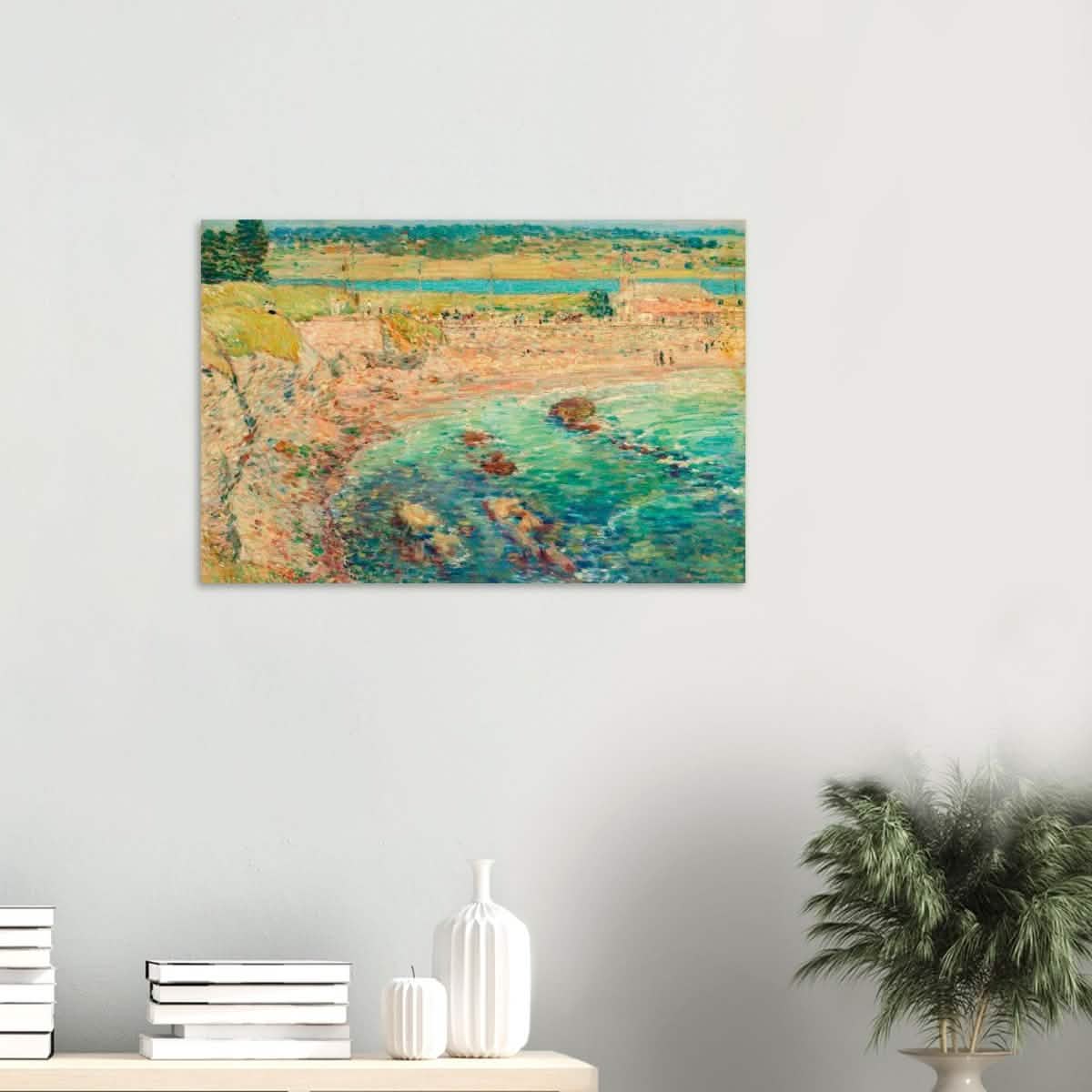 Bailey's Beach, Newport by Frederick Childe Hassam - Wood Prints - 50x75 cm / 20x30″ - 10 mm