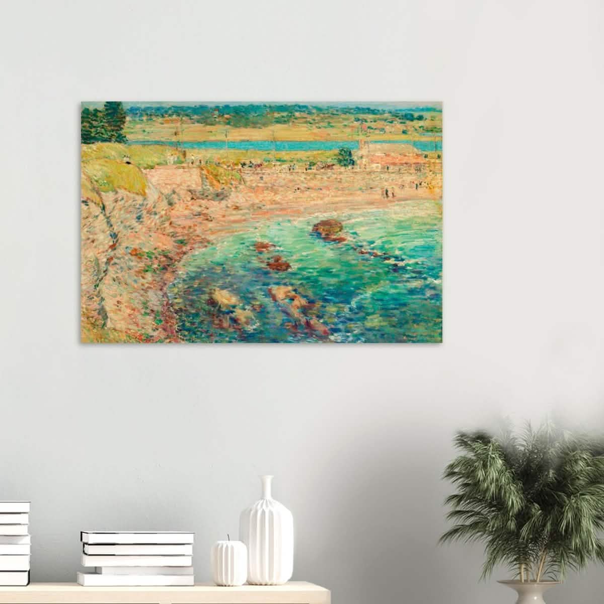 Bailey's Beach, Newport by Frederick Childe Hassam - Wood Prints - 60x90 cm / 24x36″ - 20 mm