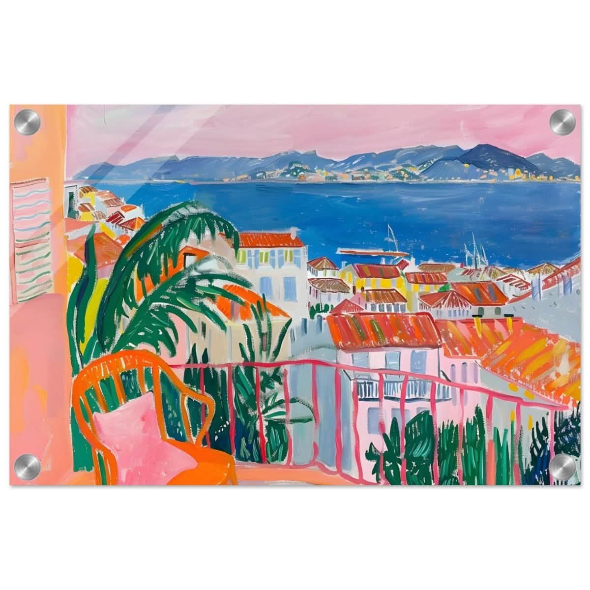 Balcony Dreams: A Coastal Escape | Contemporary Impressionism | wall art print - Acrylic Print - 30x45 cm / 12x18″ -