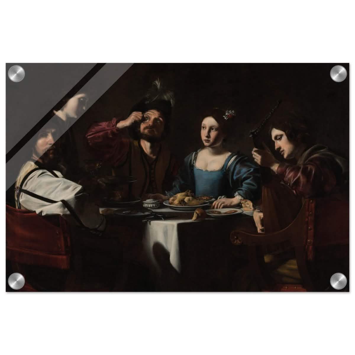 Banquet Scene with a Lute Player by Nicolas Tournier | Vintage Wall art print - Acrylic Print - 30x45 cm / 12x18″ -