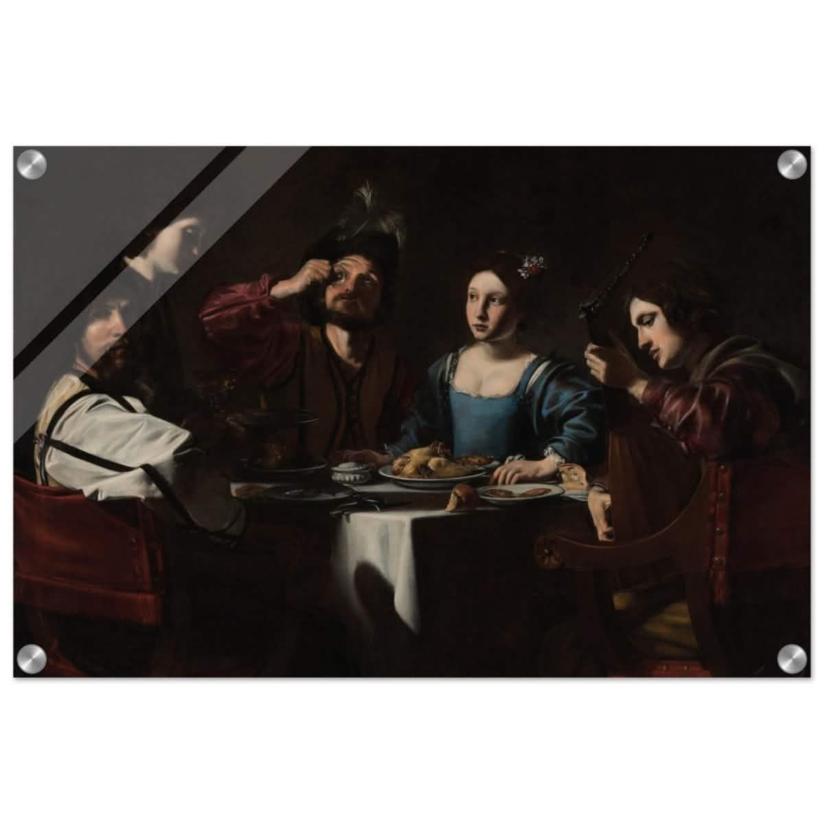Banquet Scene with a Lute Player by Nicolas Tournier | Vintage Wall art print - Acrylic Print - 40x60 cm / 16x24″ -