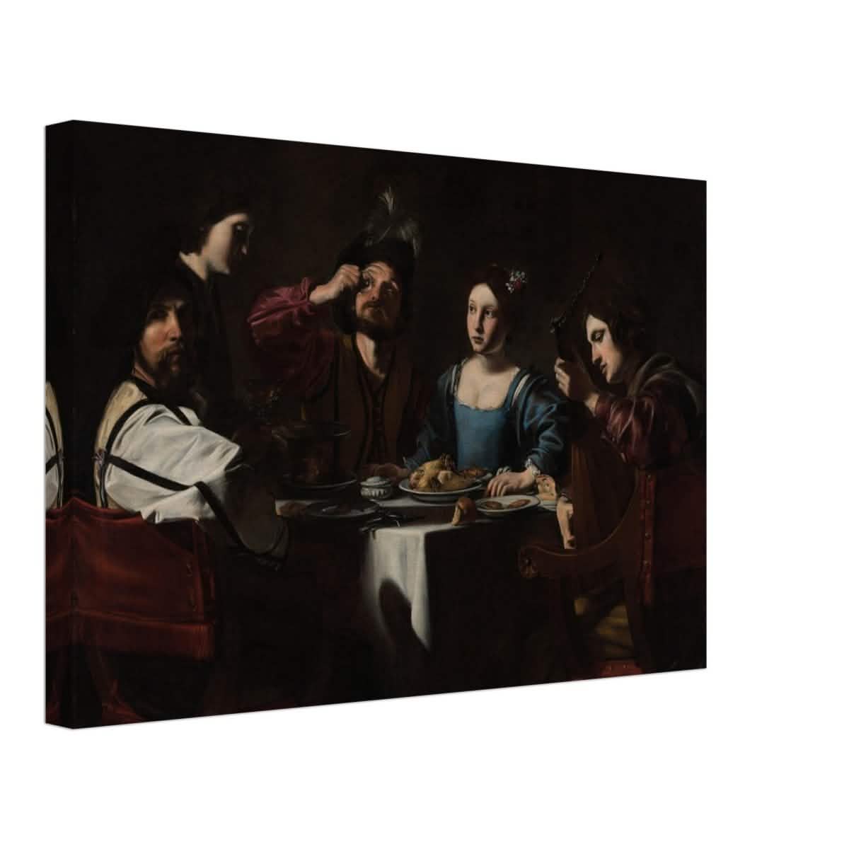 Banquet Scene with a Lute Player by Nicolas Tournier | Vintage Wall art print - Canvas - 30x45 cm / 12x18″ -